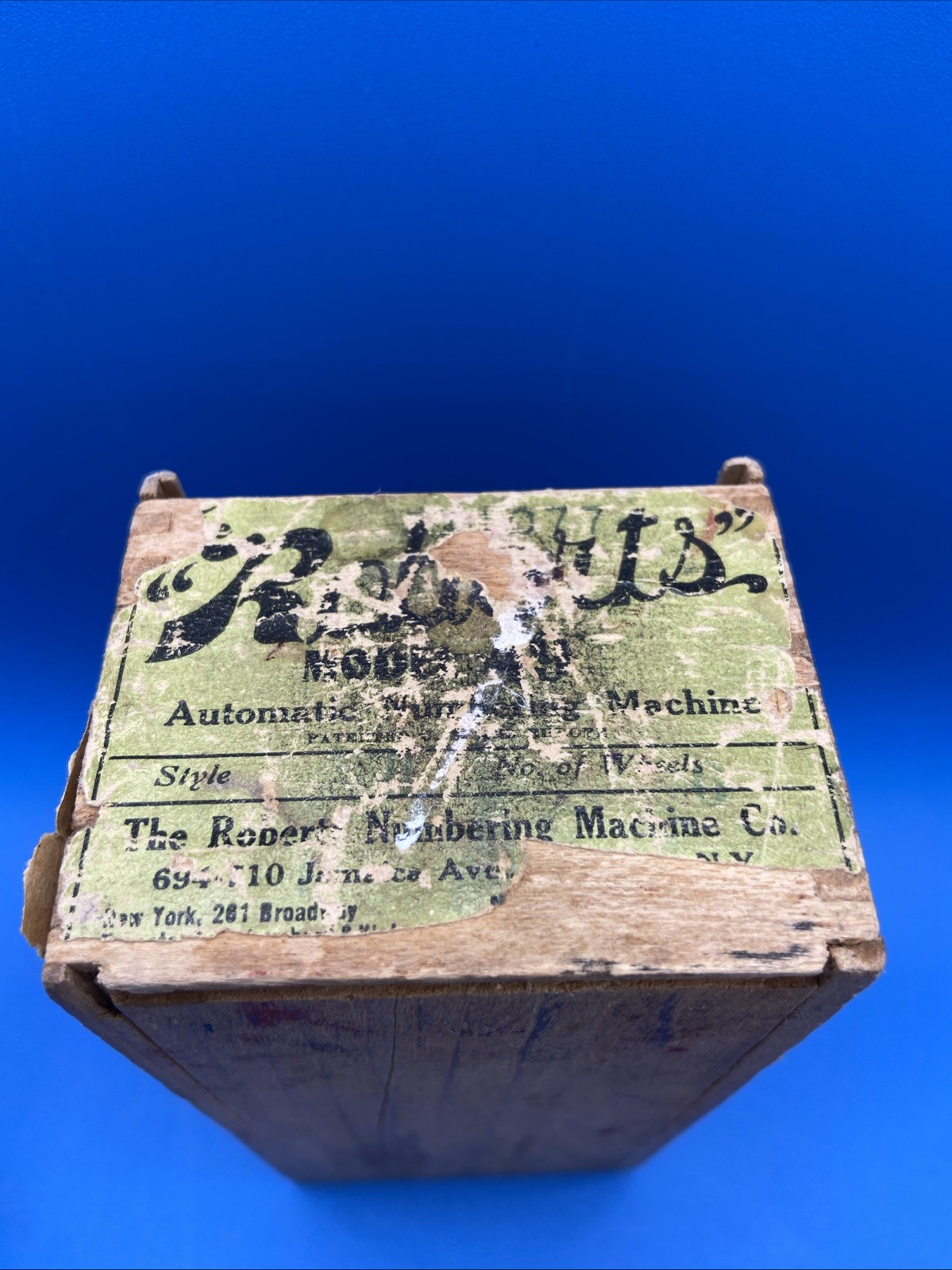 Bates NUMBERING MACHINE #49 wood Roberts box antique office business collectible