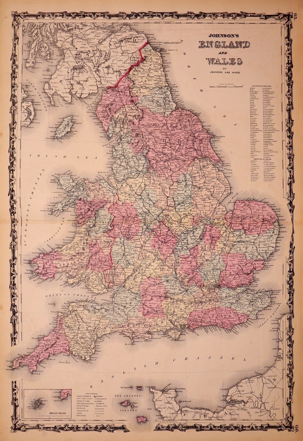 Antique 1862 Map by Johnson & Ward – England & Wales (17×27)-#F46
