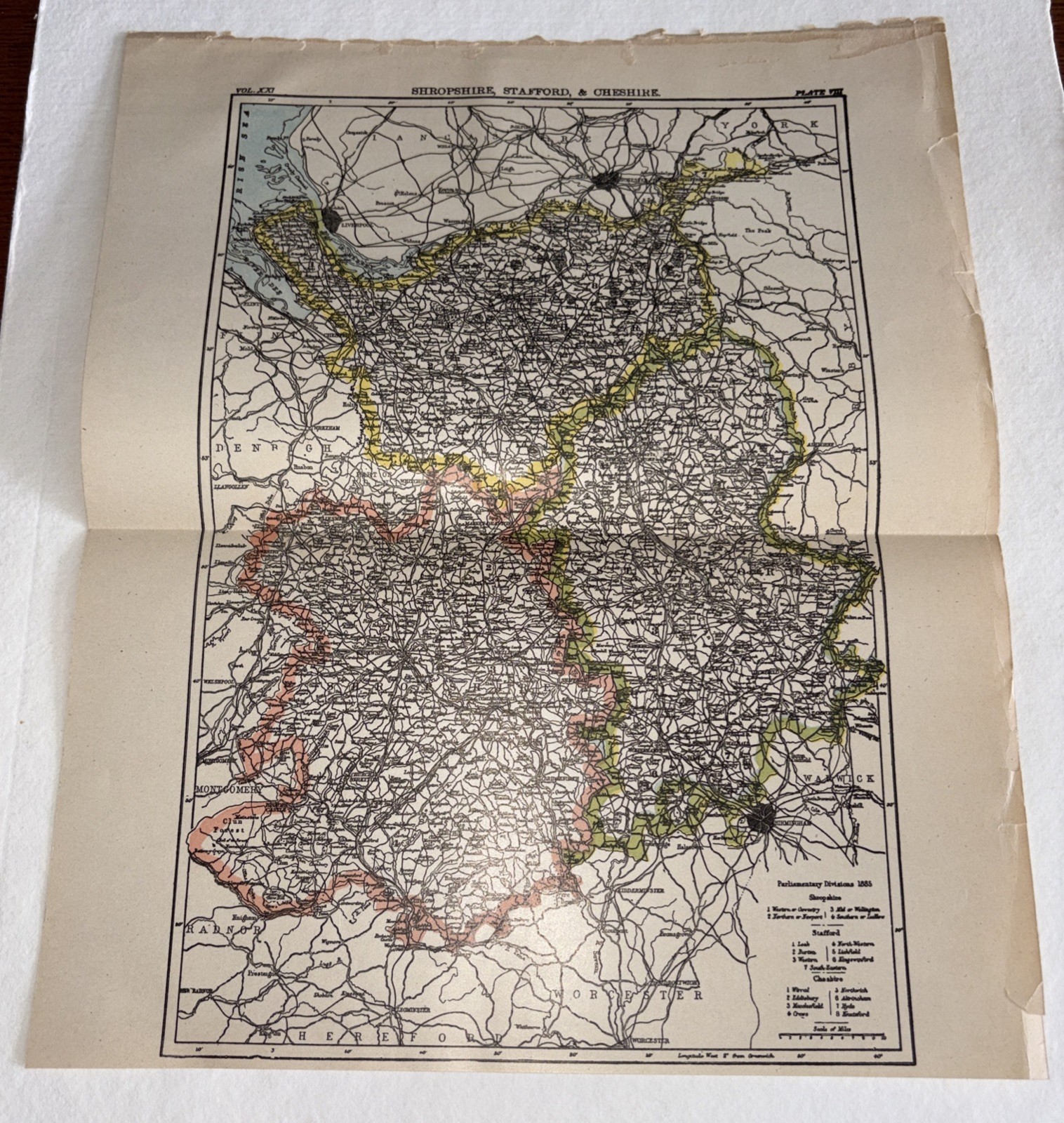 Shropshire, Stafford, & Cheshire 1885 Historical Map 10.5”x13”