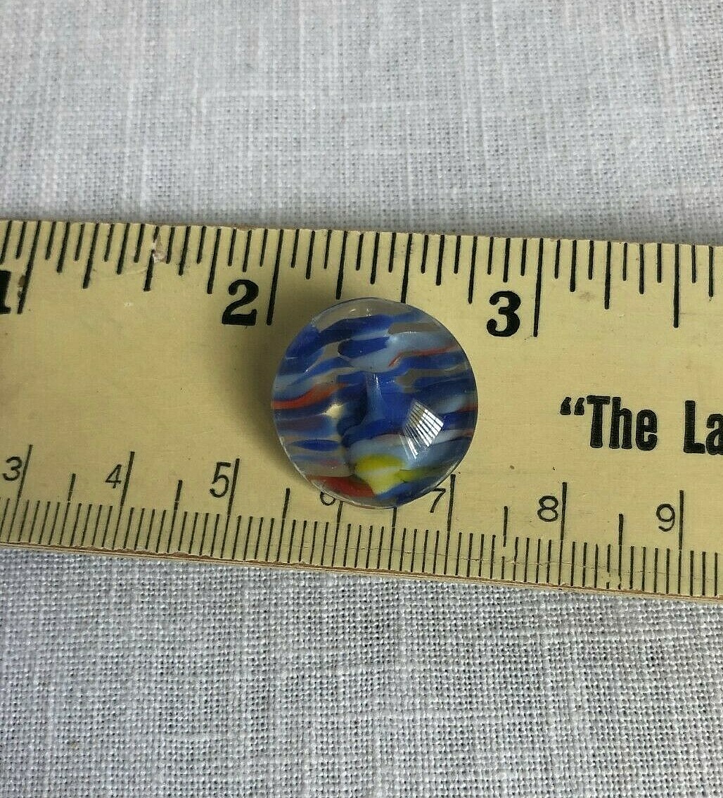 Multi-color Swirled Glass Round Button Red Blue Yellow Clear 3/4 in