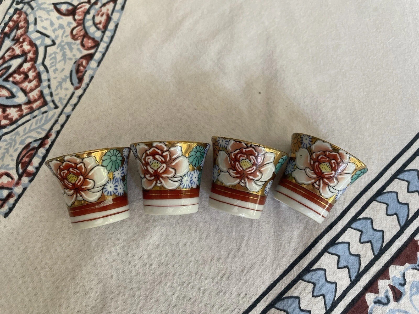 Lithophane Geisha Sake Cup Shot Glass Set Of 4 Female Face Head Image Japanese