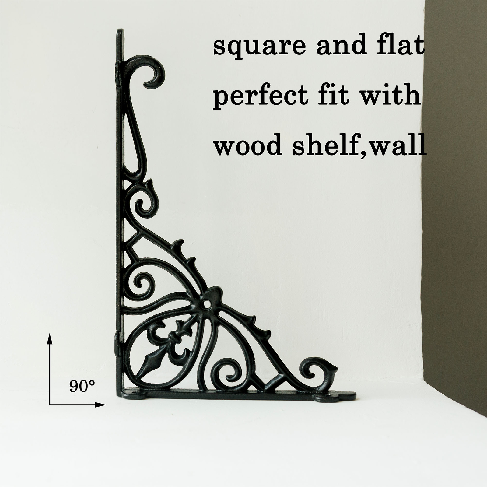 2 Pack 12.5” Deep Decorative Shelf Brackets heavy duty Cast Iron Antique Black