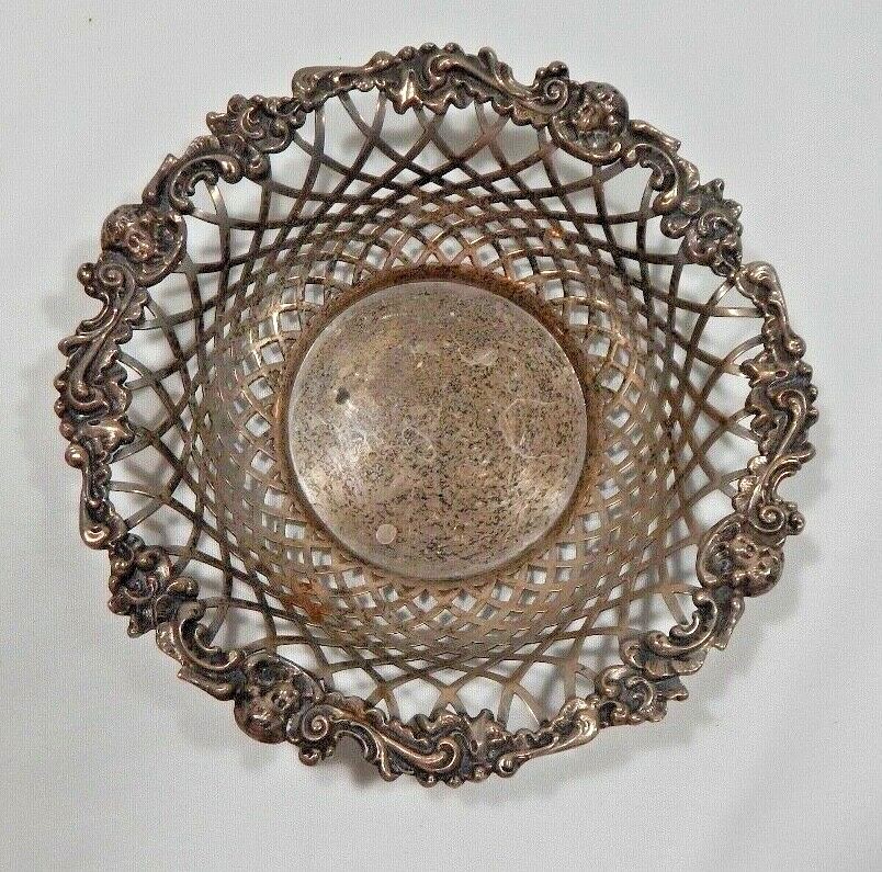 T. G. Brown & Sons Sterling Silver bowl Lattice Cherub design Arts & Crafts 1915