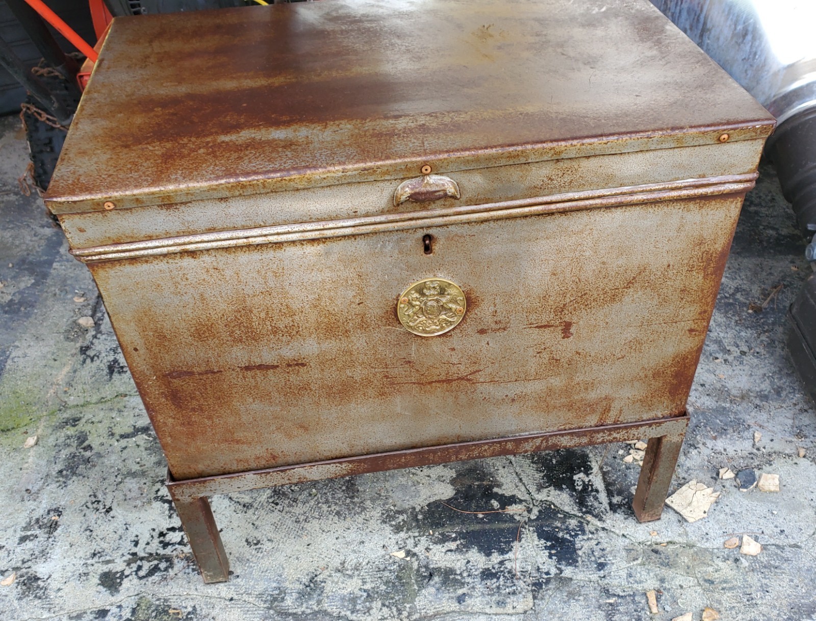 Antique WW1 English “Milner’s Safe Locker W/Stand Portable Fire Resist Box