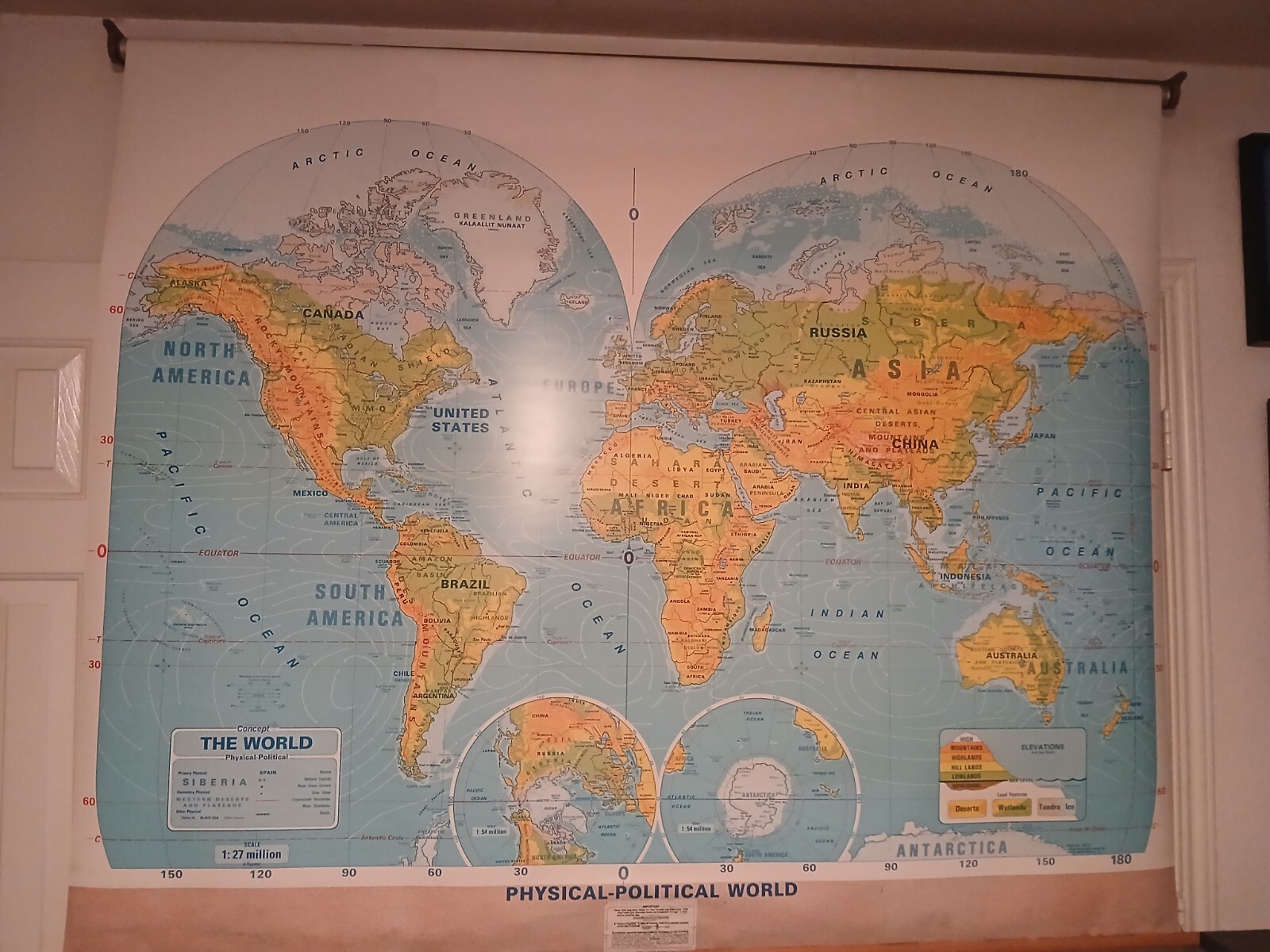 Modern Educational Systems Physical Political World Map Part 840-50 Yr 2003