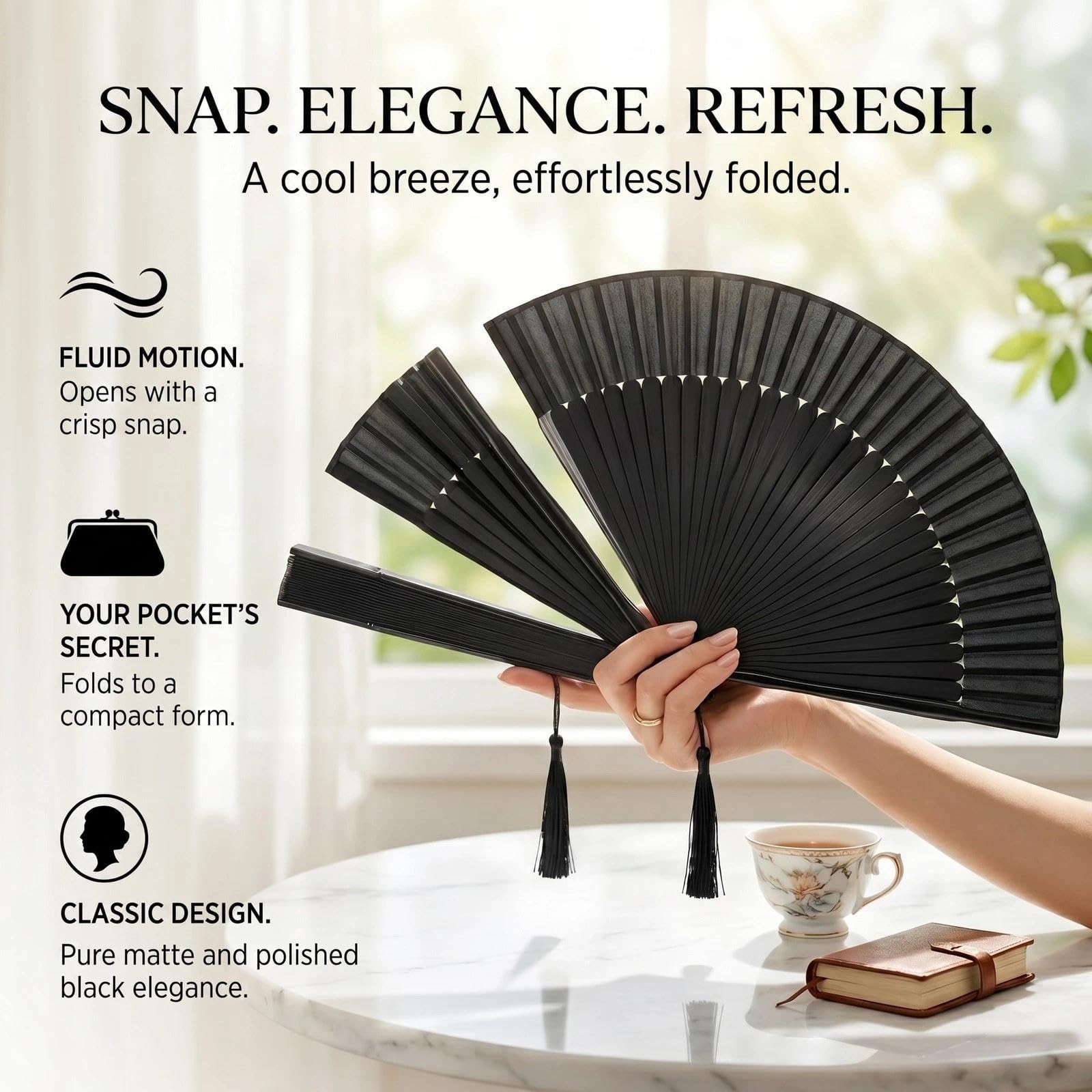 OMyTea Folding Hand Fan for Women – Foldable Chinese Japanese Vintage Bamboo …