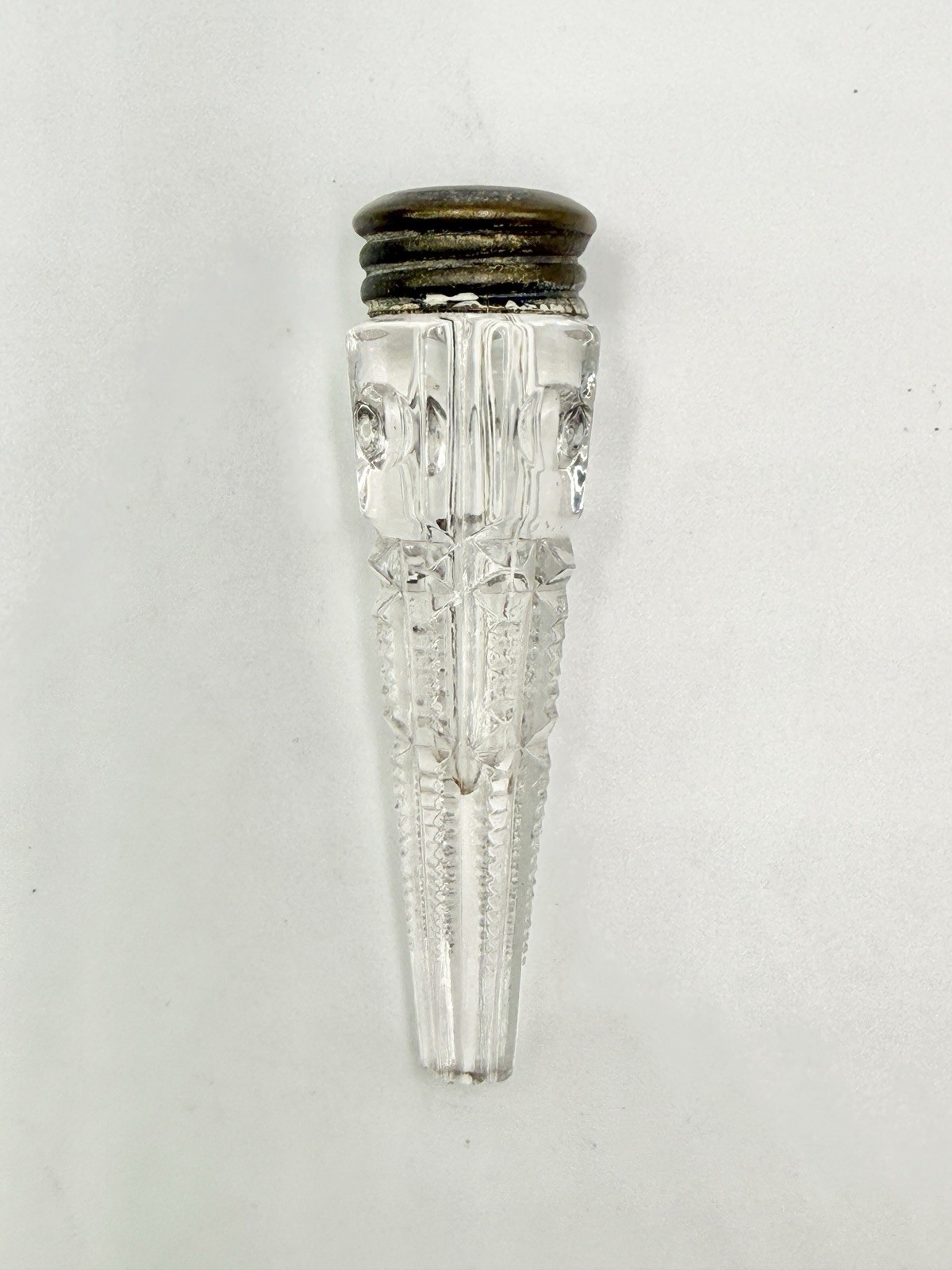 19th Century Victorian Cut Glass Scent Bottle Gilded Brass Screw On Cap Perfume