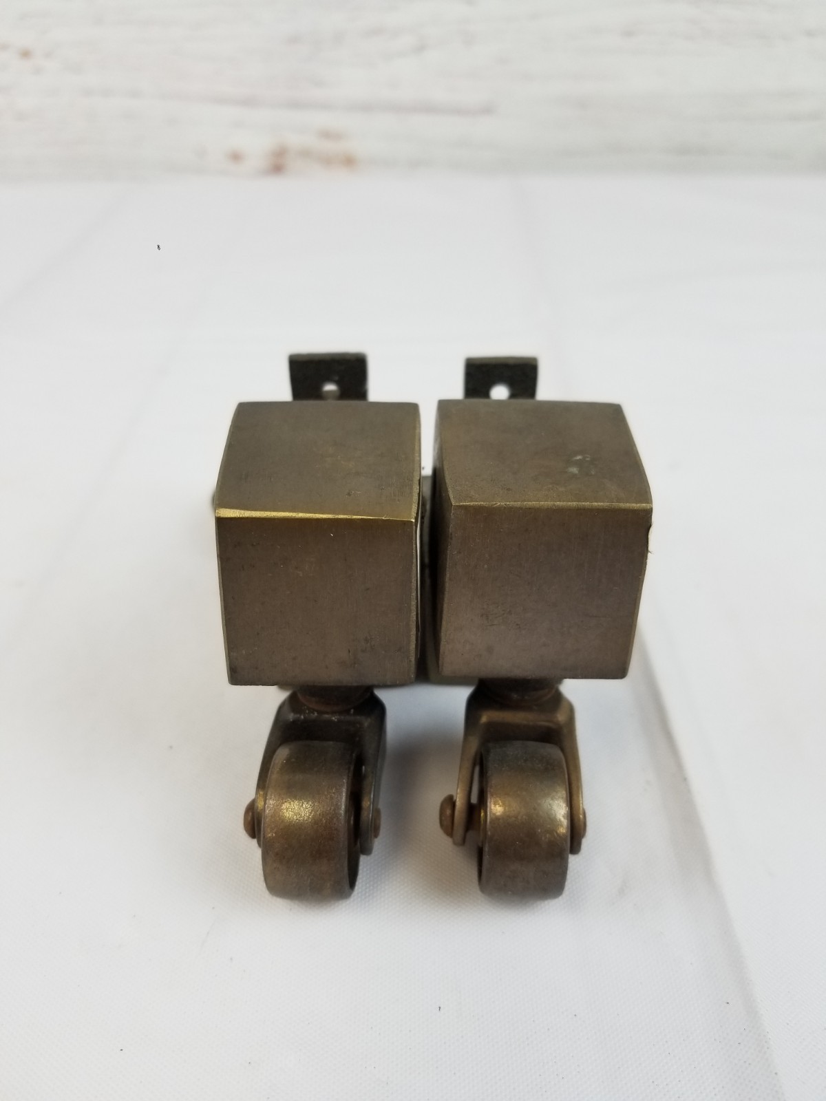 NOS Solid Brass Square Cup Castors set of 4, 7/8″ Wheel
