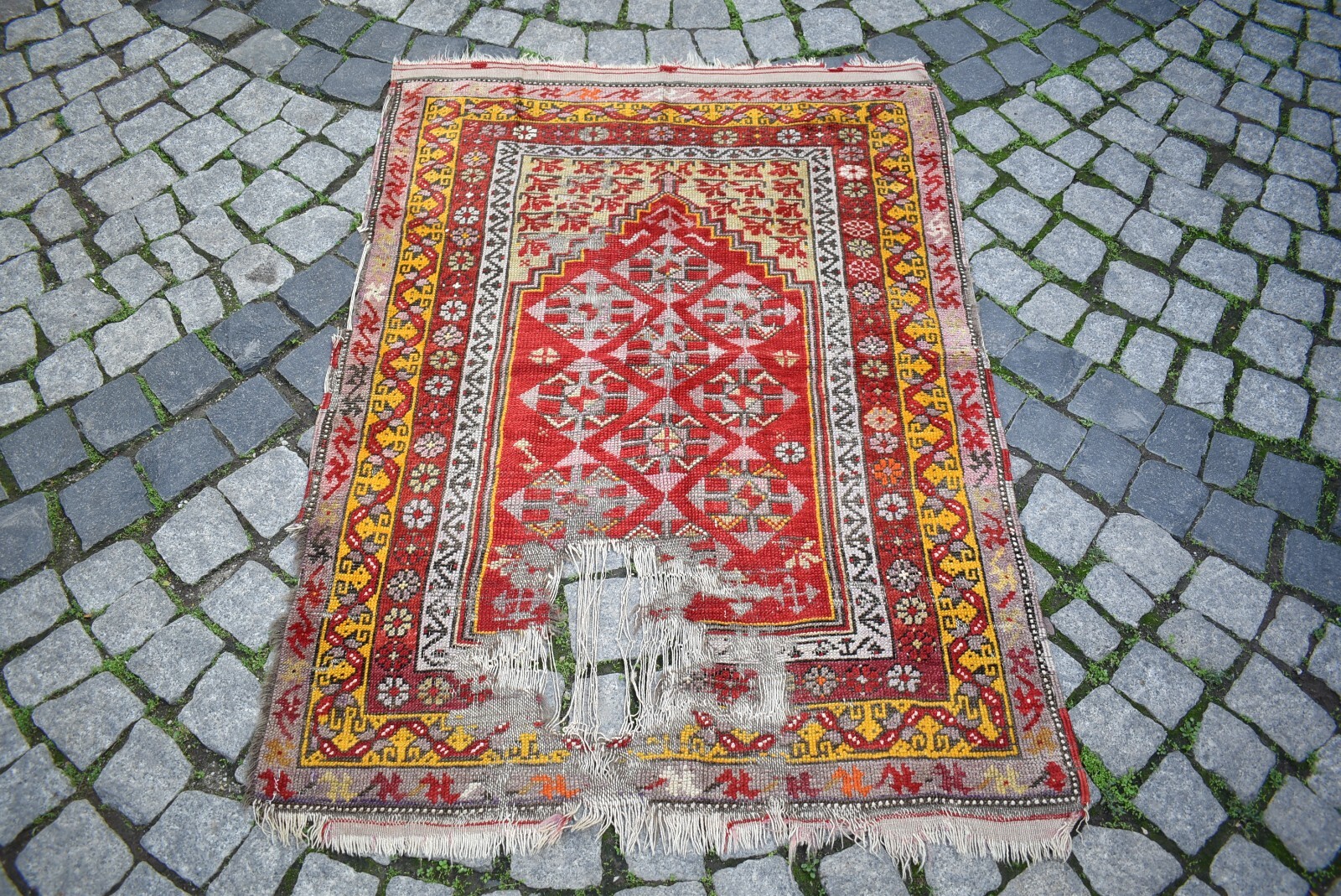 Fabulous Antique West Anatolian Balikesir Rug Collector’s Piece Distressed Rug