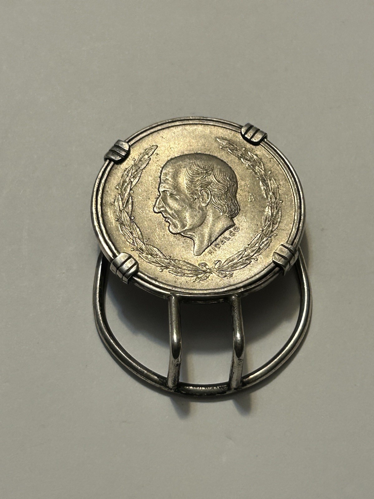 Money Clip Sterling Silver 1953 Cinco Pesos Uncirculated BU Very Nice! 40.2g
