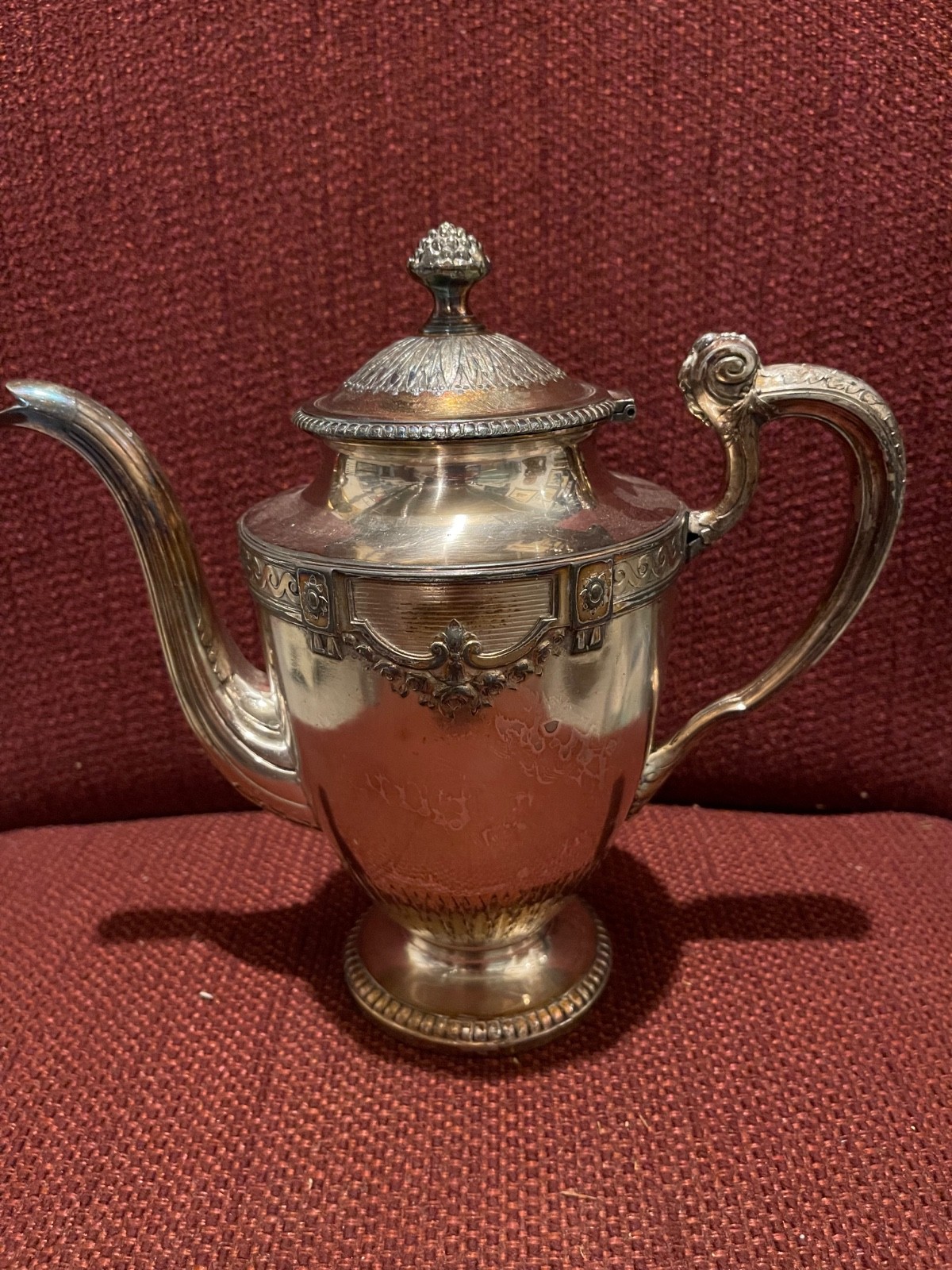 Antique French Silver-Plated Metal Luis XVI Revival Style Coffee Pot by Ercuis