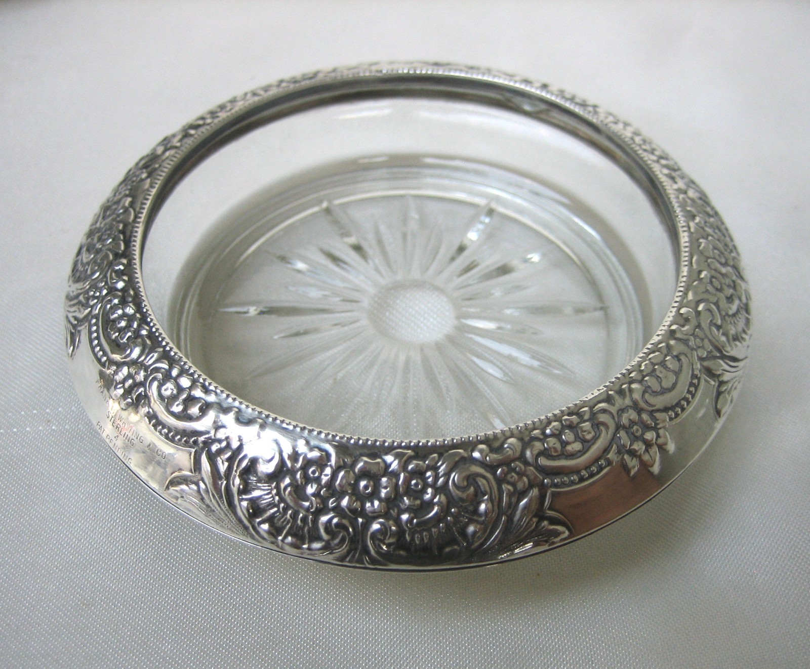 Frank M. Whiting & Co. Sterling Silver 925 & Glass Coaster or Ashtray
