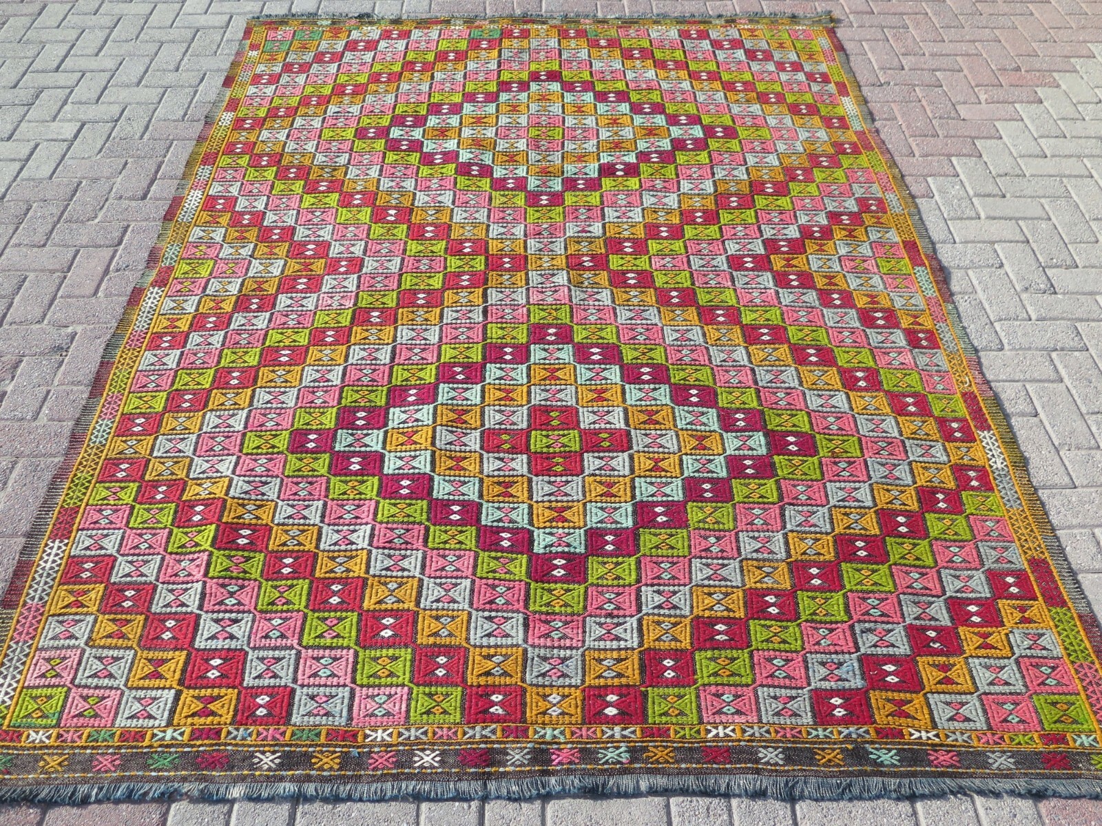 Large Rugs, Turkish Kilim, Embroidery Wool Modern Rug 80″x106″ Floor Rug, Carpet