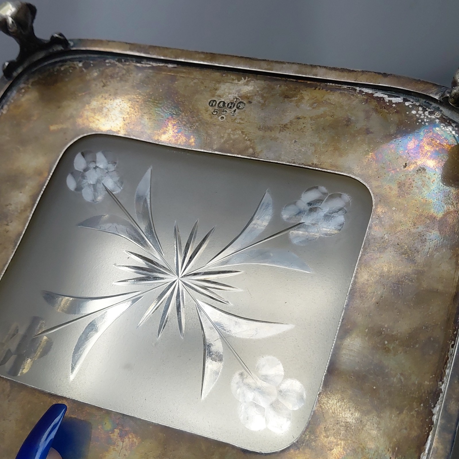 Hukin & Heath Silverplate Victorian Floral Art Nouveau Footed Dish w/ Lid