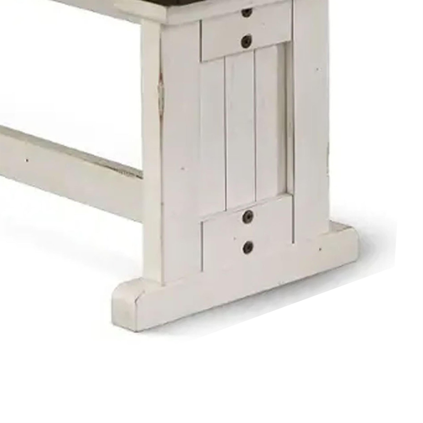 Orso Side Dining Bench- Plank Seat- Off White and Brown Wood 48 Inch