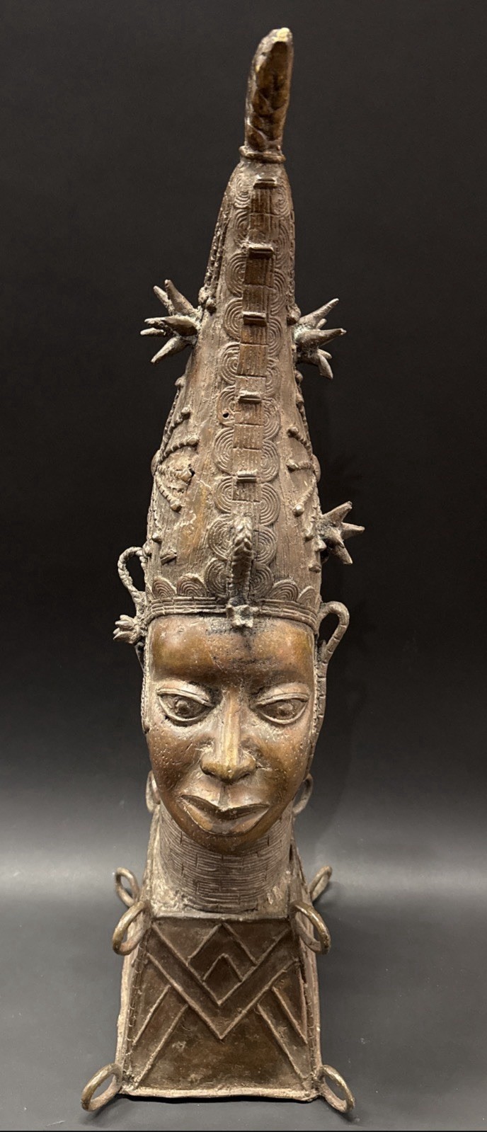 ANTIQUE Large Benin Bronze Sculpture HEAD BUST From Private Collection