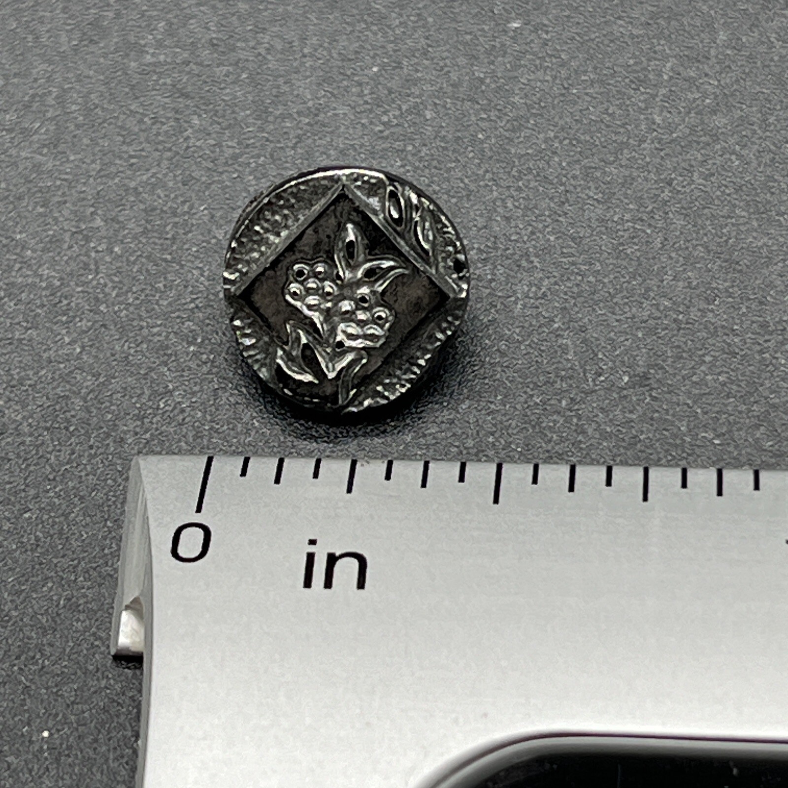 Antique Victorian Grape Clusters or Flowers Black Glass Mourning Button