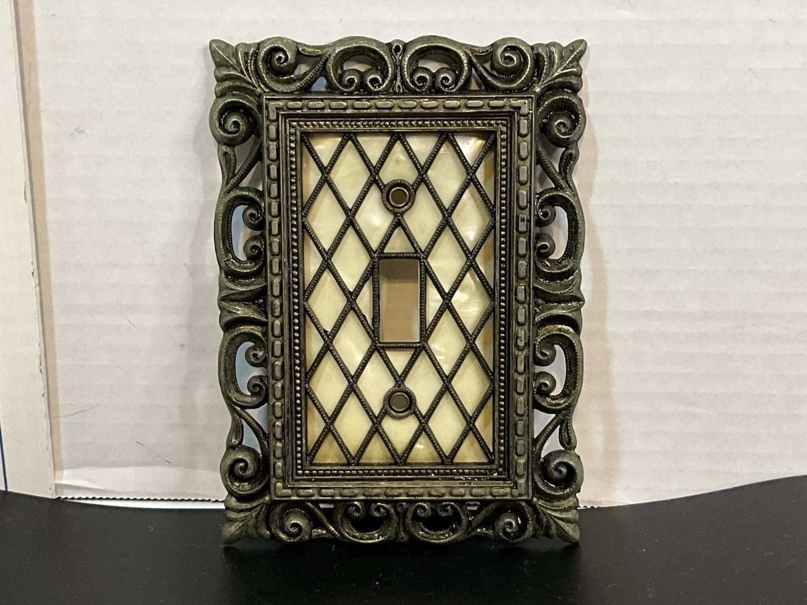 american tack hardware light switch cover 1968 White Pearl Background Metal Fram