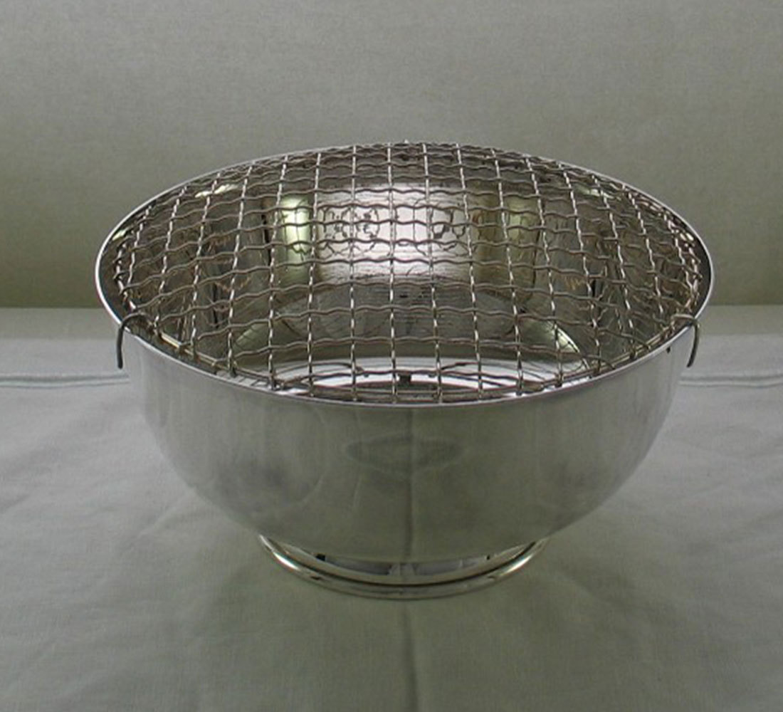 Silver Rose Bowl with Net, Old English, Plain 8 in.