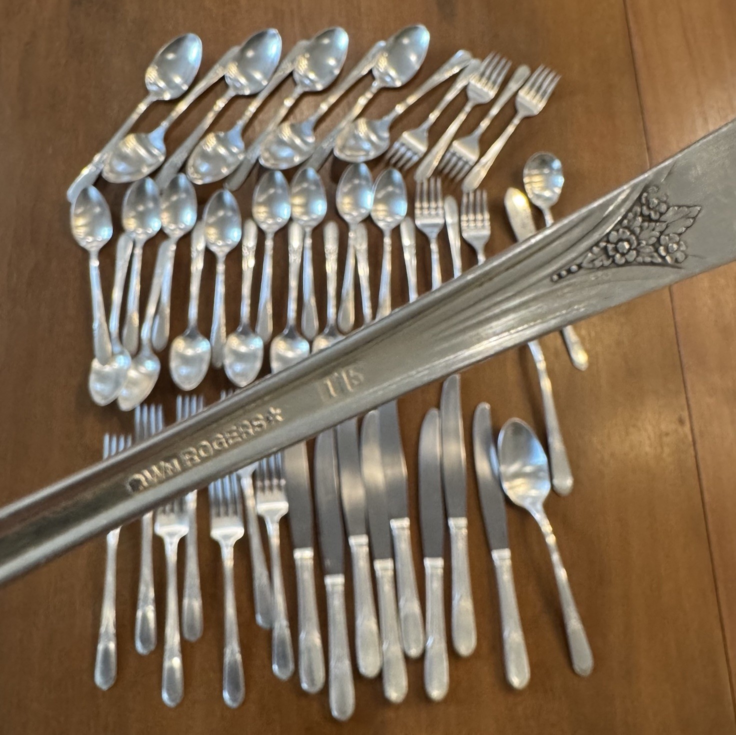 Wm Rogers IS Devonshire Mary Lou Silverplate Flatware Set 51 Pc Service for 8