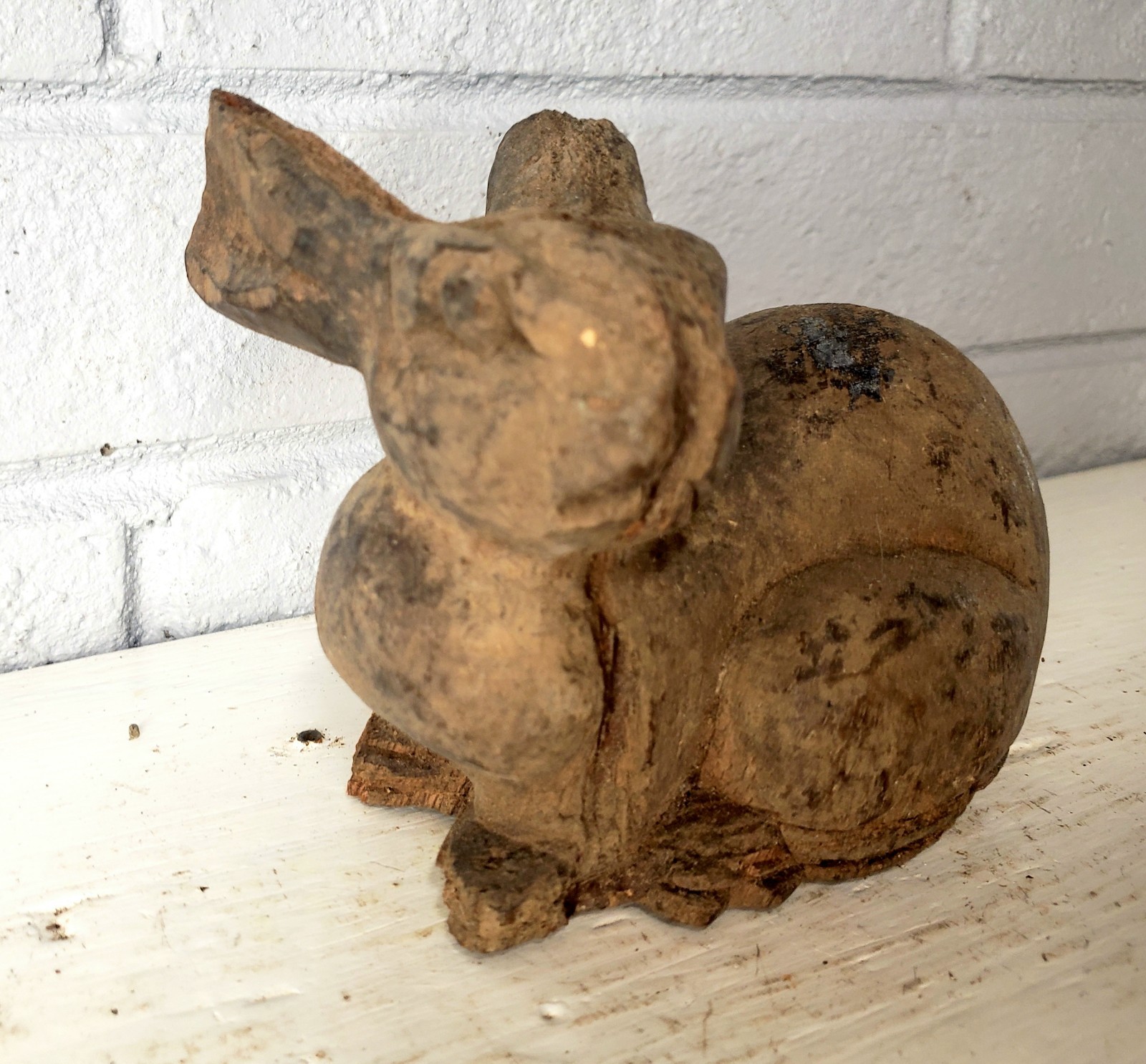 5″ Old Mold Bunny Rabbit Woodcarving Paper Mache Mold Figurine