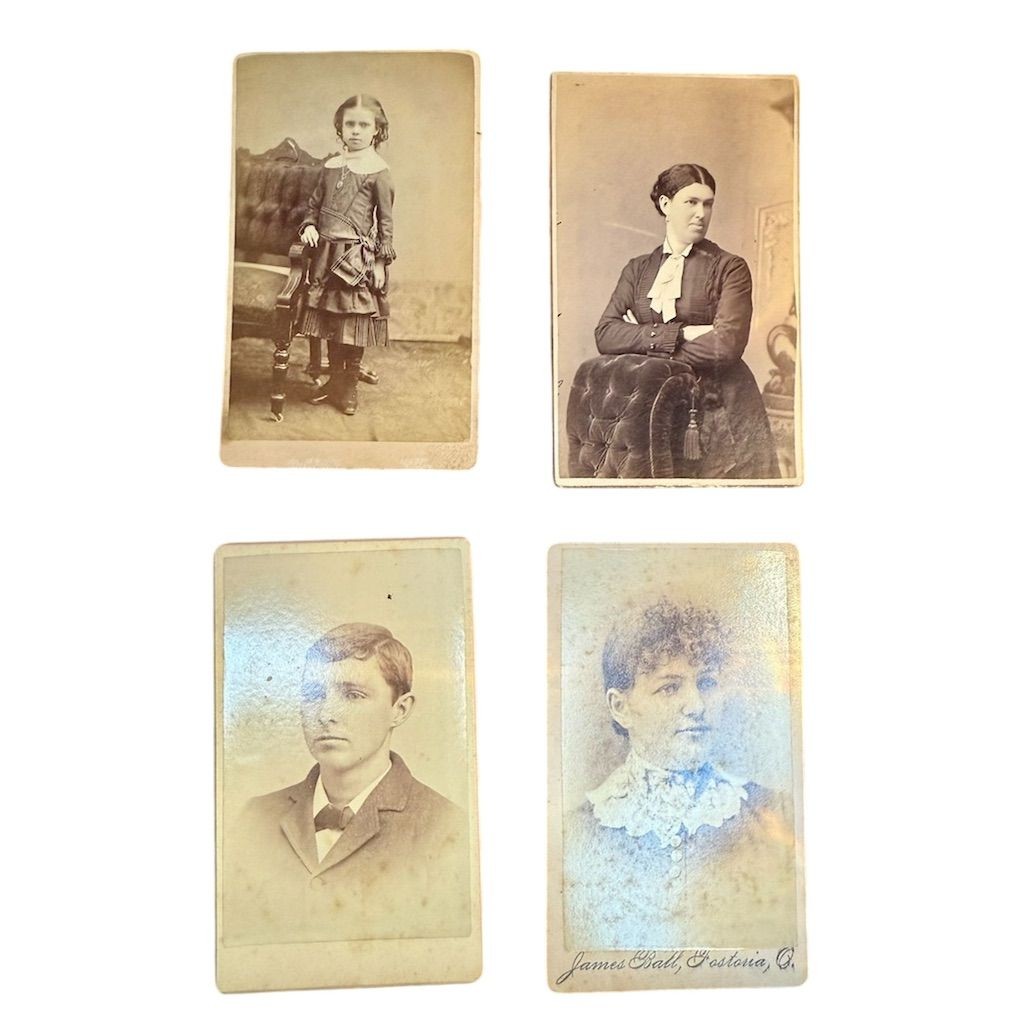 Antique Victorian Cabinet Card Photos Lot of 4 Sepia Portraits 1800s 2.5×4