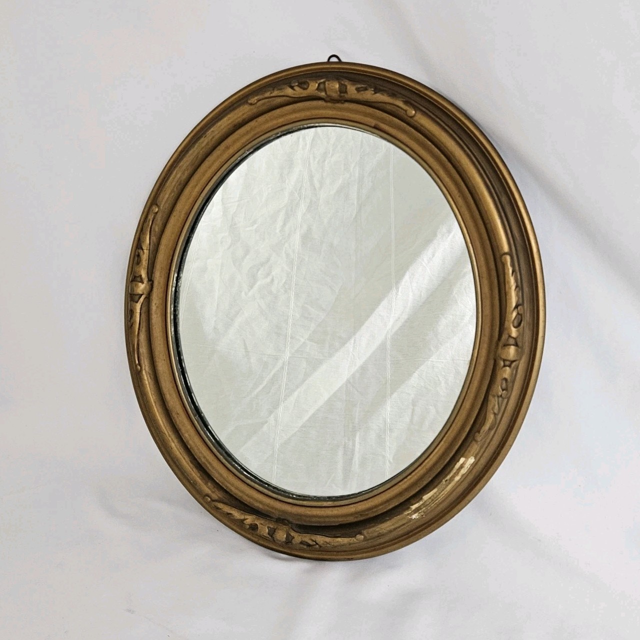 Antique Italian Oval Mirror Ornate Gold Gilt Gesso Frame Baroque Roccoco