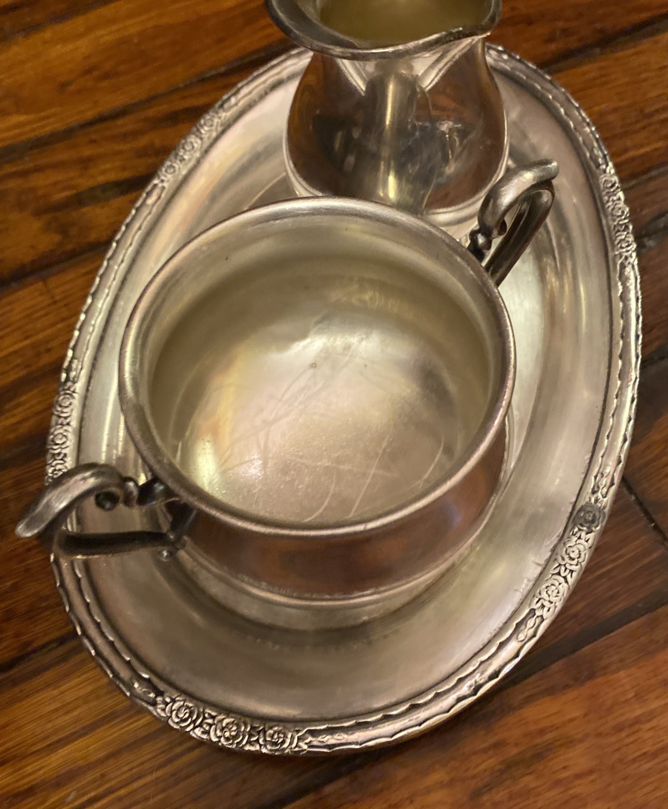Camille silver Tea / coffee set: tray # 6029, creamer #6030 & #6031 sugar bowl