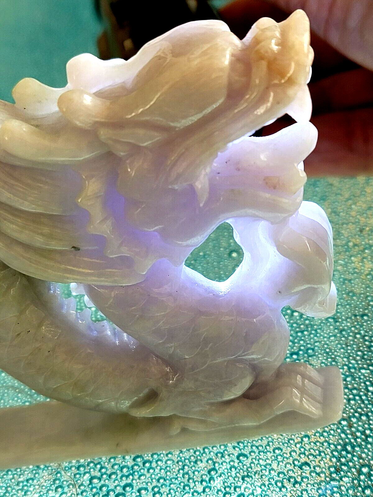 Vintage 100% Natural L. Lavender Jade Jadeite LOONG 龙翔万里 Statue DRAGON DRIFTWOOD