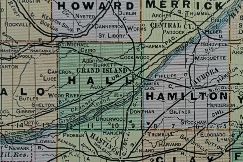 Vintage 1908 NEBRASKA Map 14″x22″ Old Antique Original KEARNEY GRAND ISLAND NE