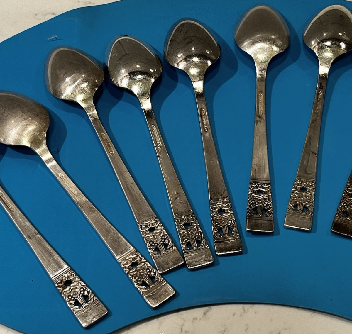 VTG Oneida Silver Plate Table Spoons Community Coronation Set 8 FREE SHIP