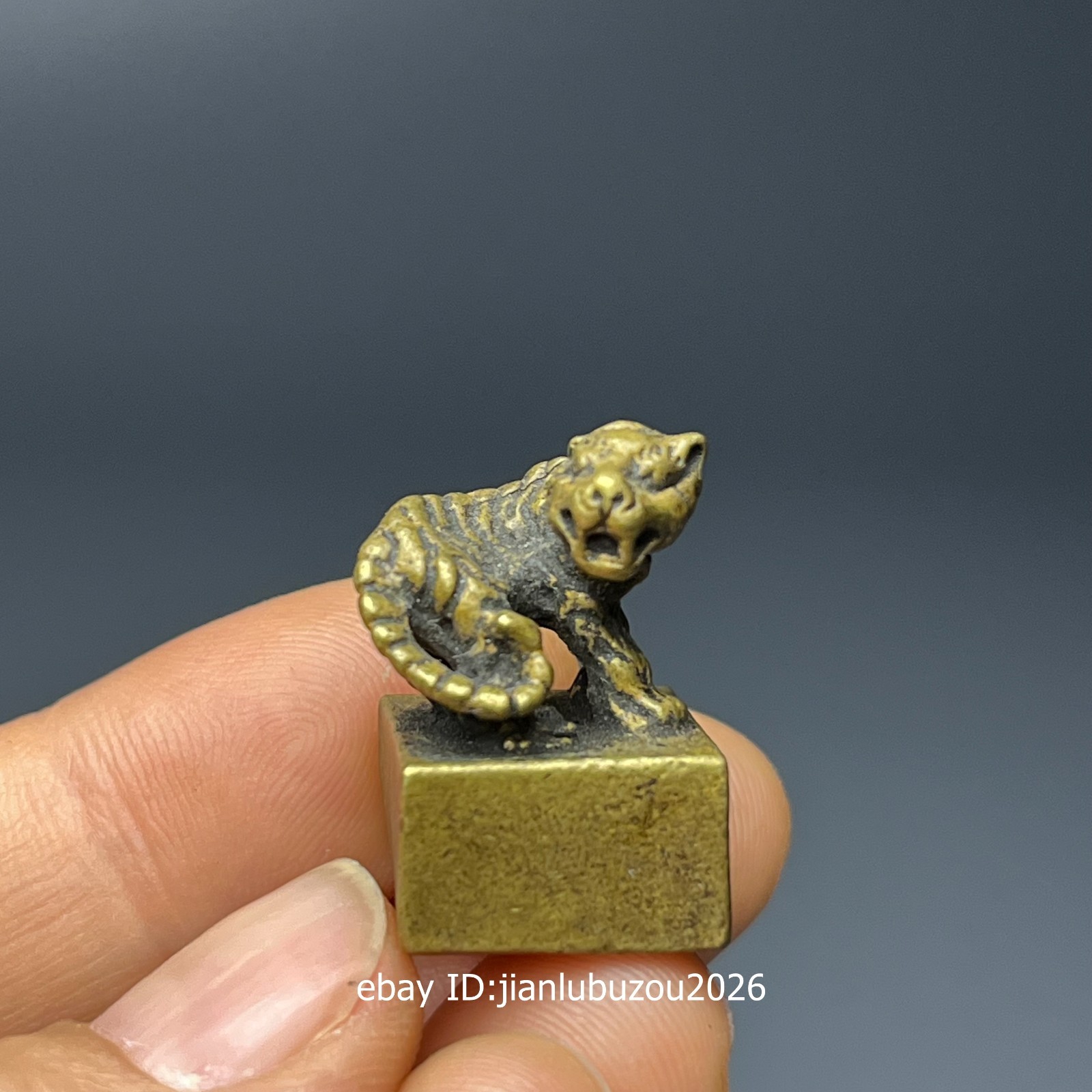 2.4CM Folk Fengshui Copper Bronze Luck God Animal Chinese Zodiac tiger Seal Z458