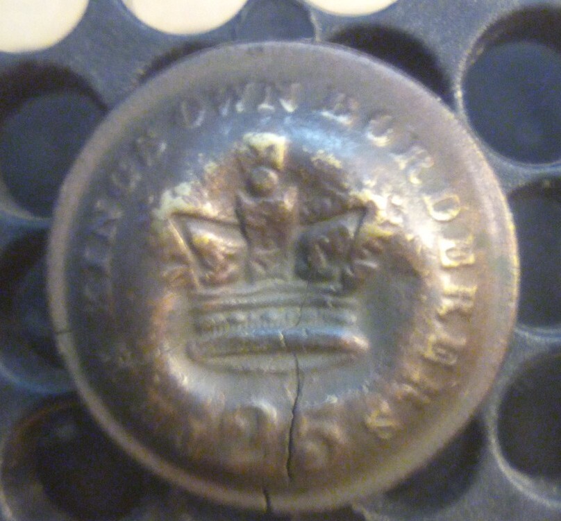 1840-1850 Kings Own Borderers 25th Regiment Button Firmins London