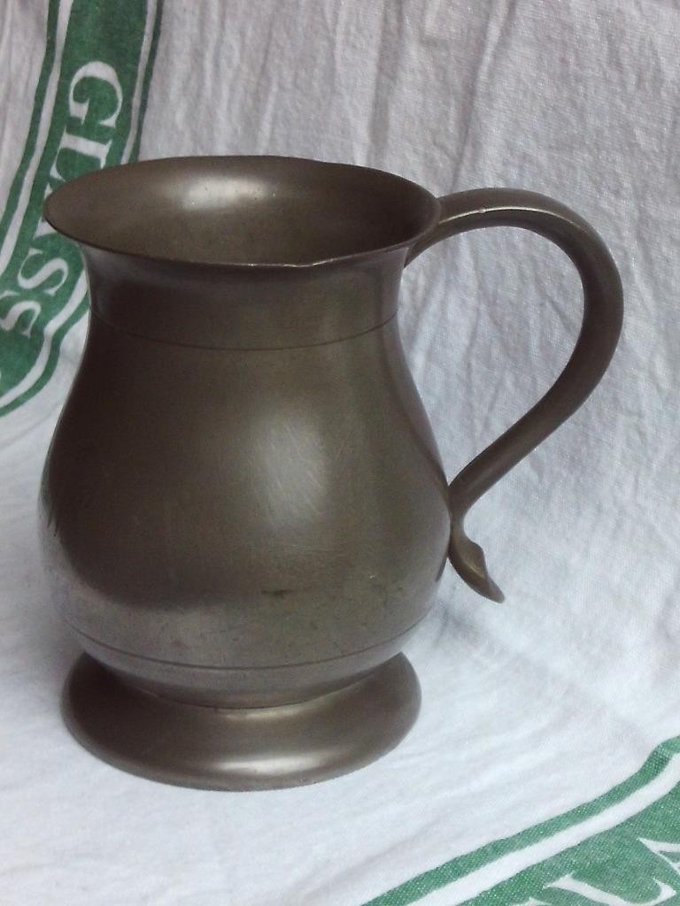 ANTIQUE TUDRIC FOR LIBERTY PEWTER PINT TANKARD WITH OWNERS INITIALS . M3880