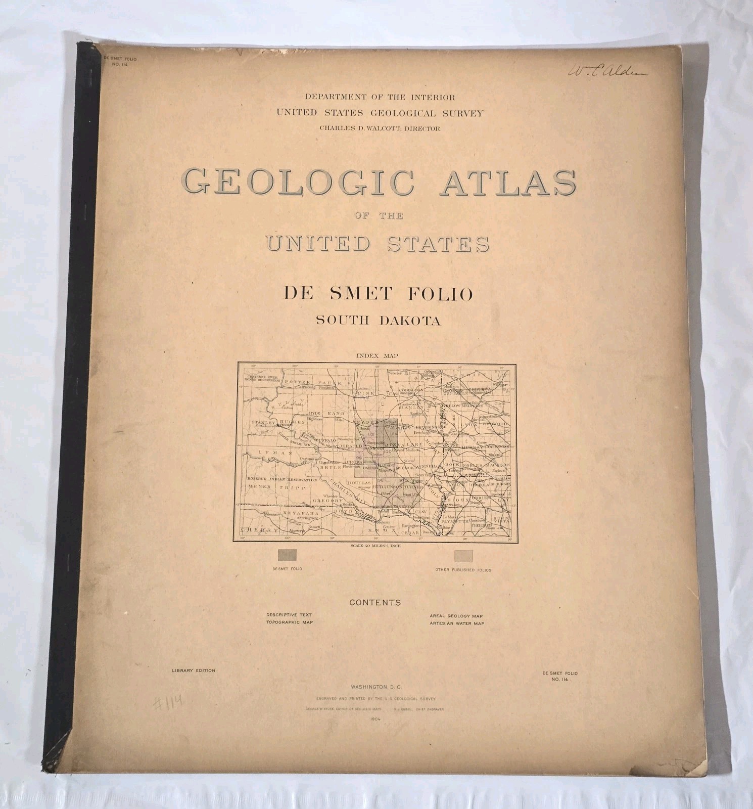 1904 De Smet Folio #114 South Dakota USGS US Geologic Atlas Maps