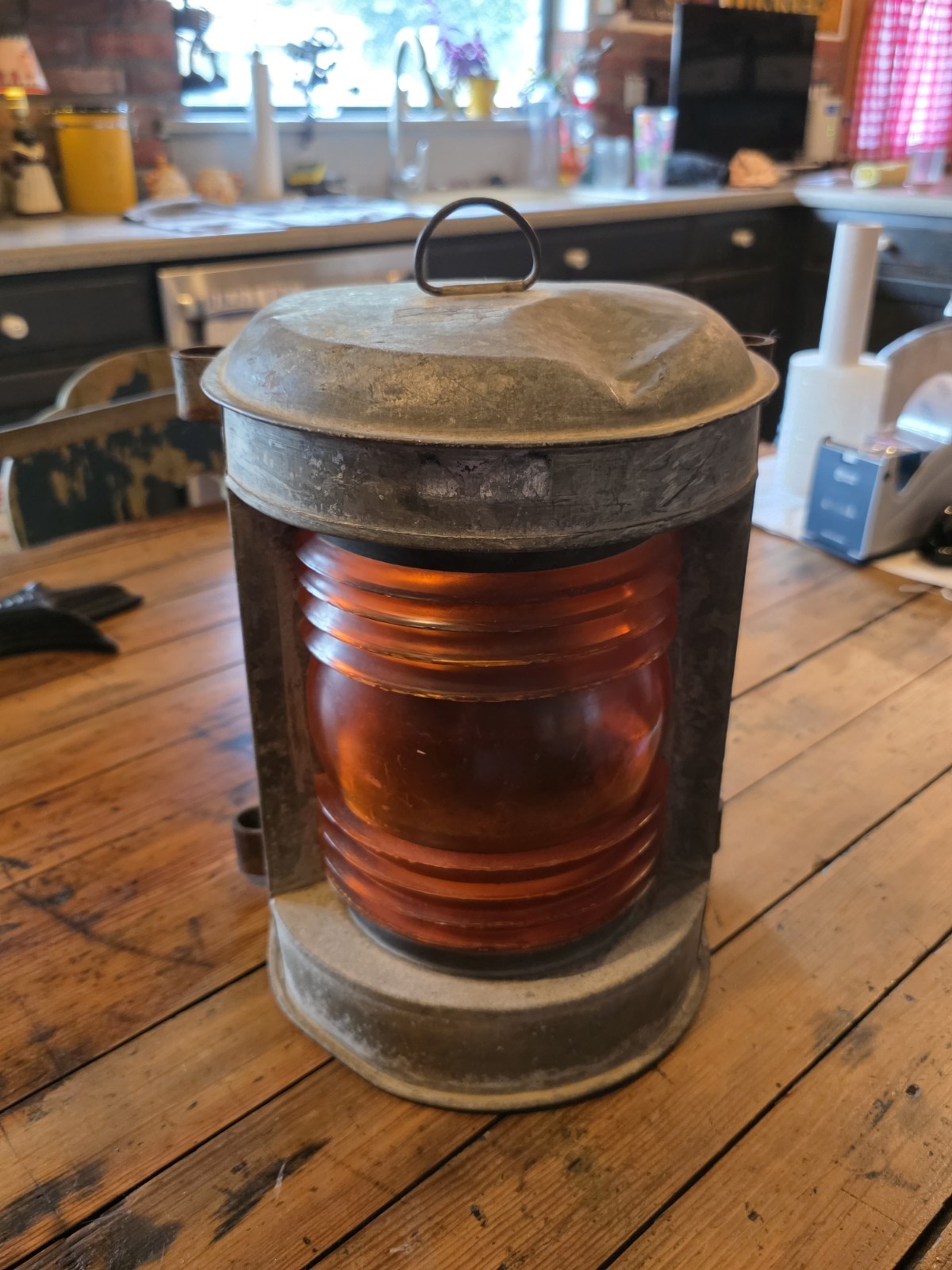 LOOK *** Vintage Perko Nautical Lantern RARE Amber/Orange color