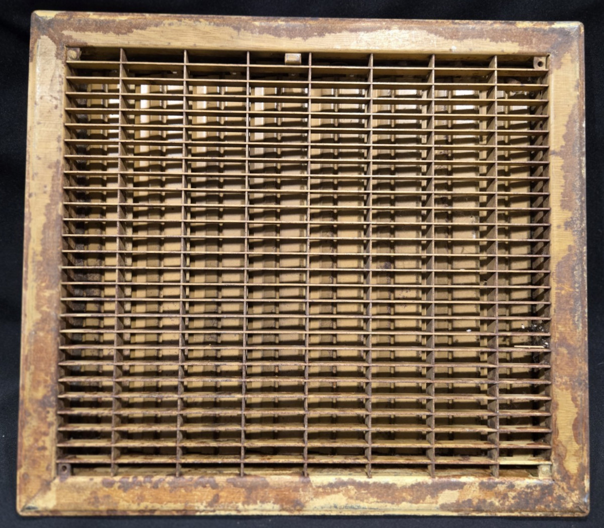 VINTAGE FLOOR GRATE REGISTER WITH LOUVERS APPROX 17 1/2 X 15 1/2