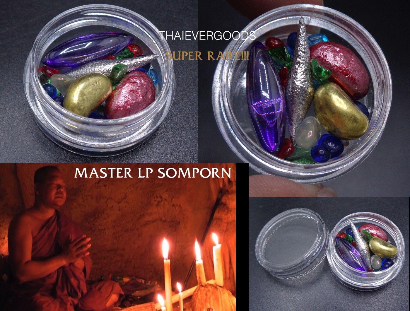 LEKLAI Keaw Suwan Suriyanracha PURPLE NAGA GEM SILVER LP SOMPORN THAI AMULET