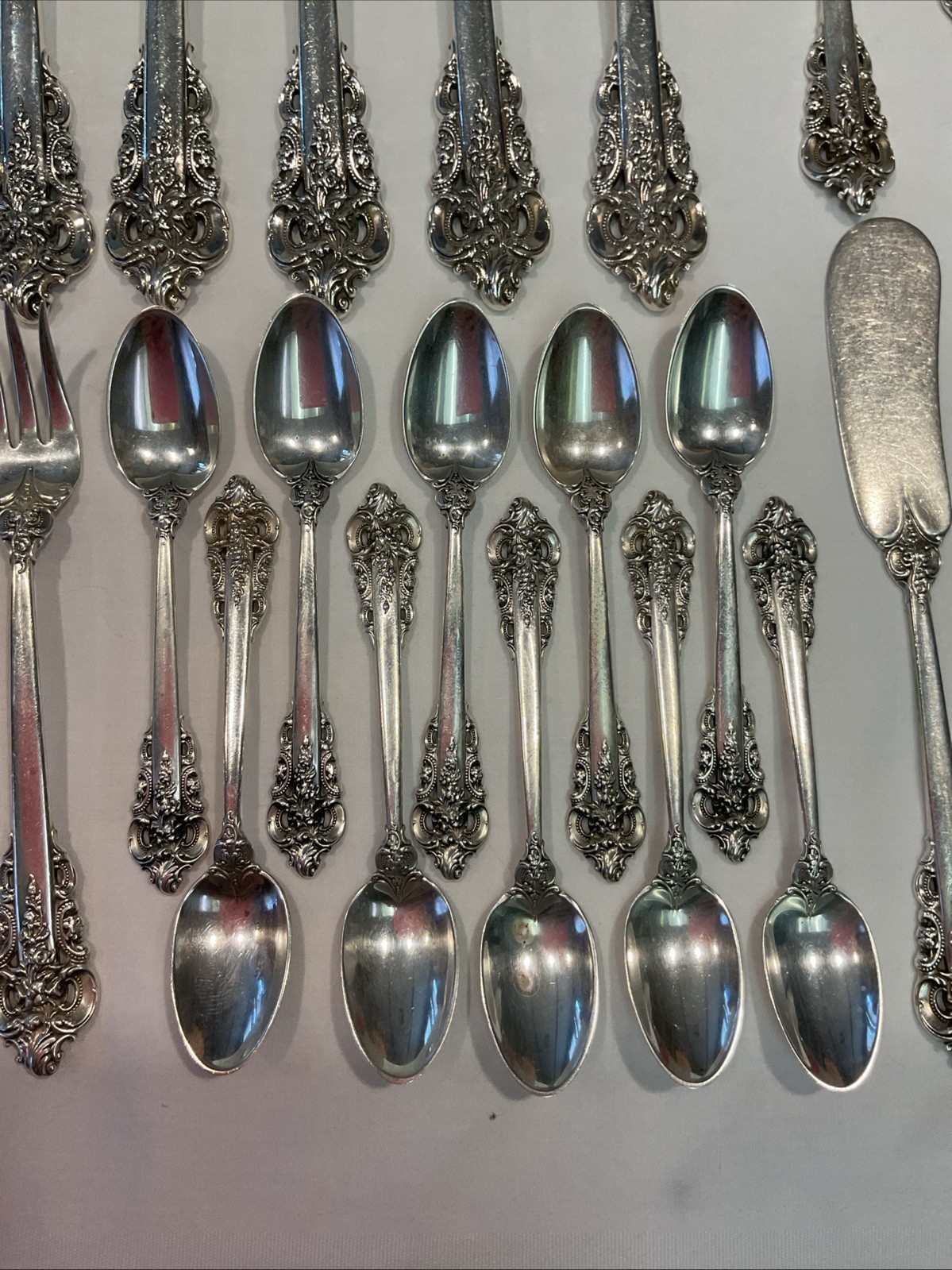 93pc Wallace Sterling Silver Grande Baroque Flatware 10 Person Service + More