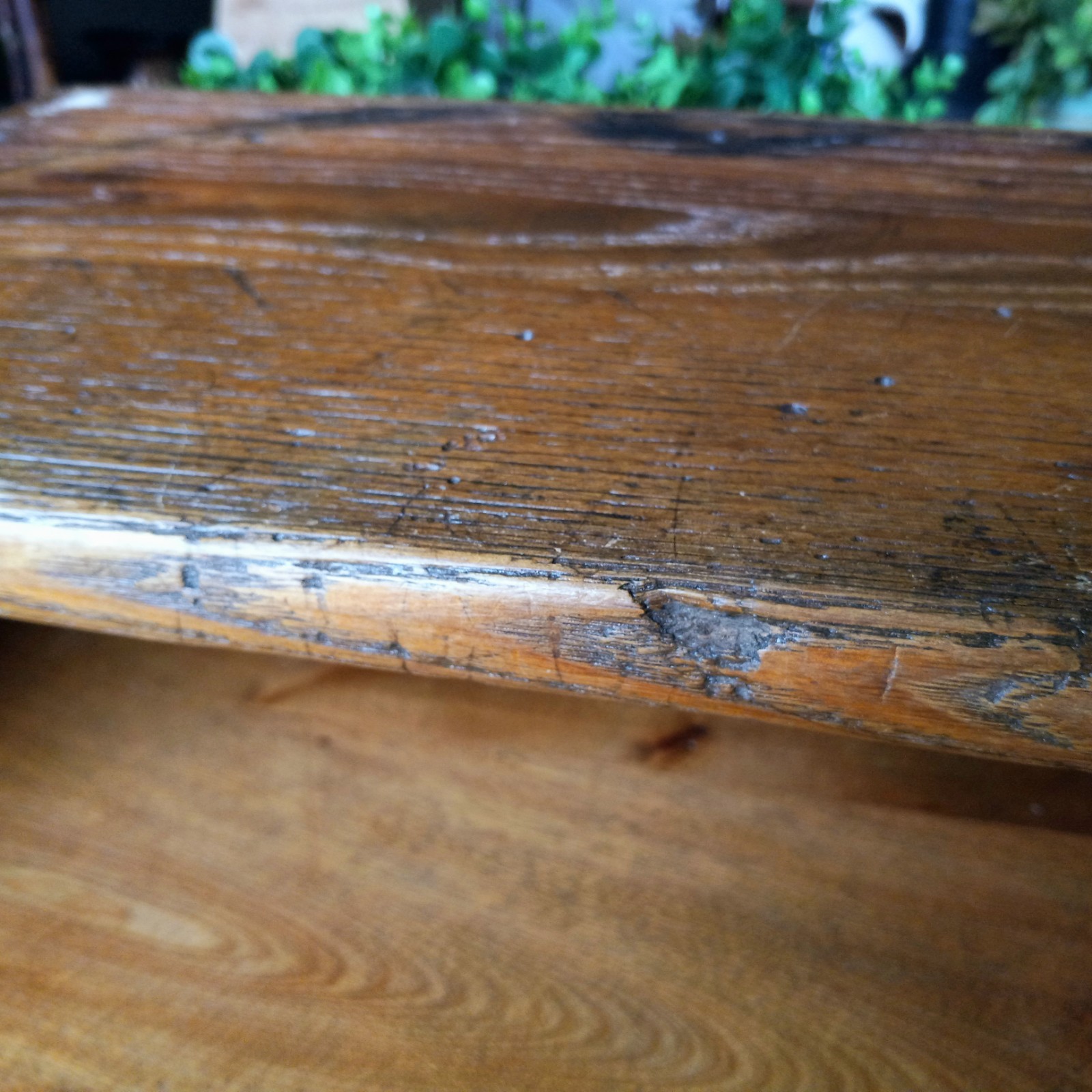 Vintage Solid Oak Hand Painted Folk Art 1940’s Tabletop Desk Original Heavy RARE