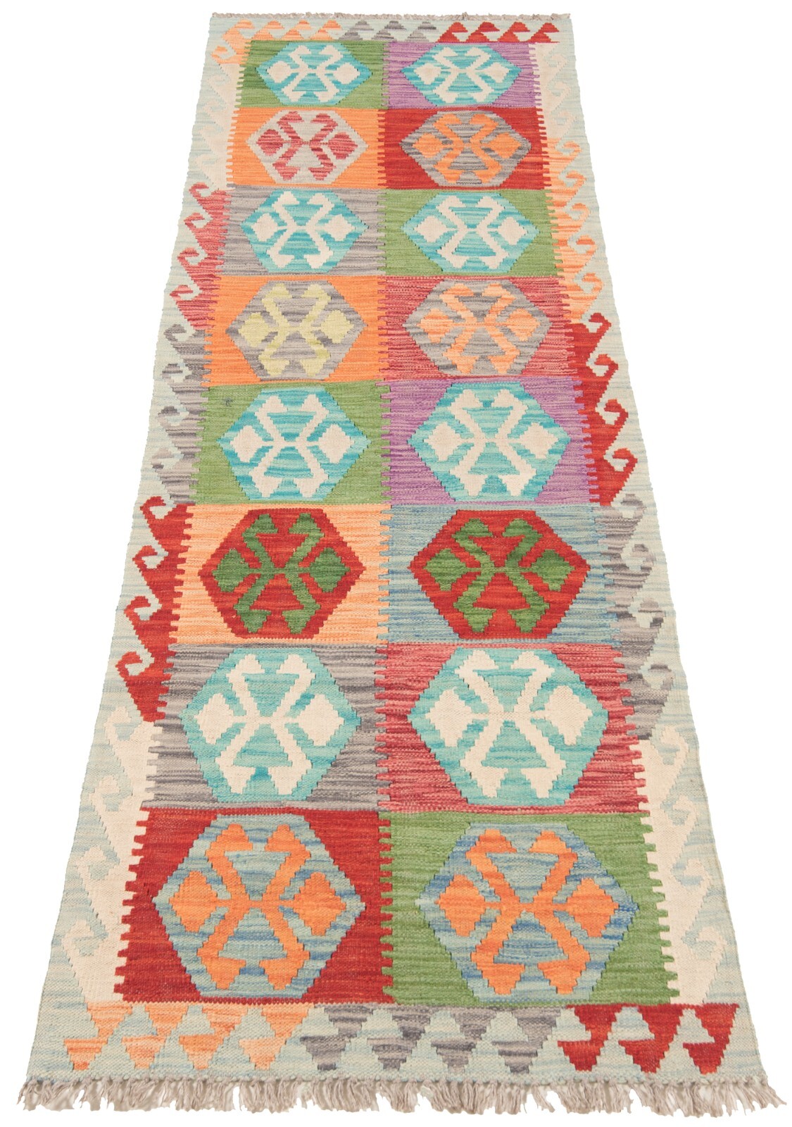 Kilim Afghan 95 5/16×30 5/16 in Hand Woven Oriental Carpet Wool Rug Kilim