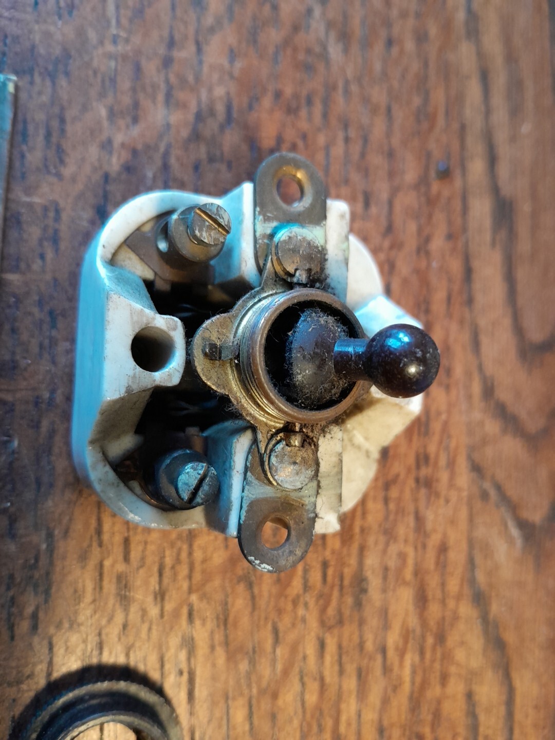 VINTAGE CRABTREE LIGHT SWITCH BRASS & VITREOUS SINGLE ART NOUVEAU ORIGINAL
