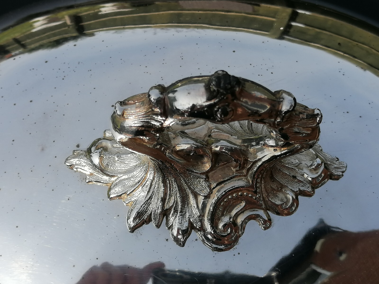Spectacular Antique Large Silver Plated Crested Meat Dome / Cloche Downton Abbey