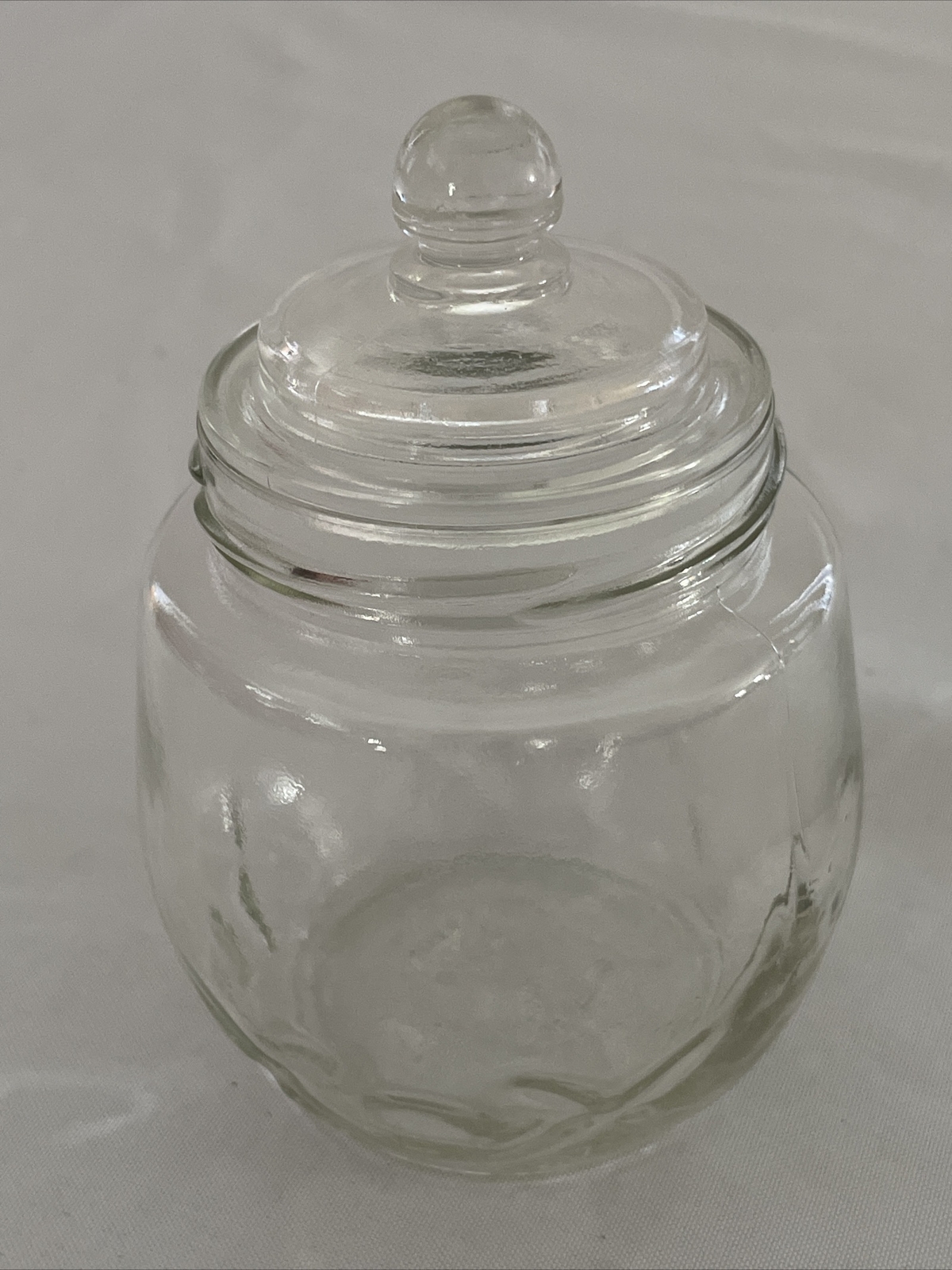 Vintage Glass Apothecary Jar Clear Embossed XOXO Vanity Display Storage Trinket