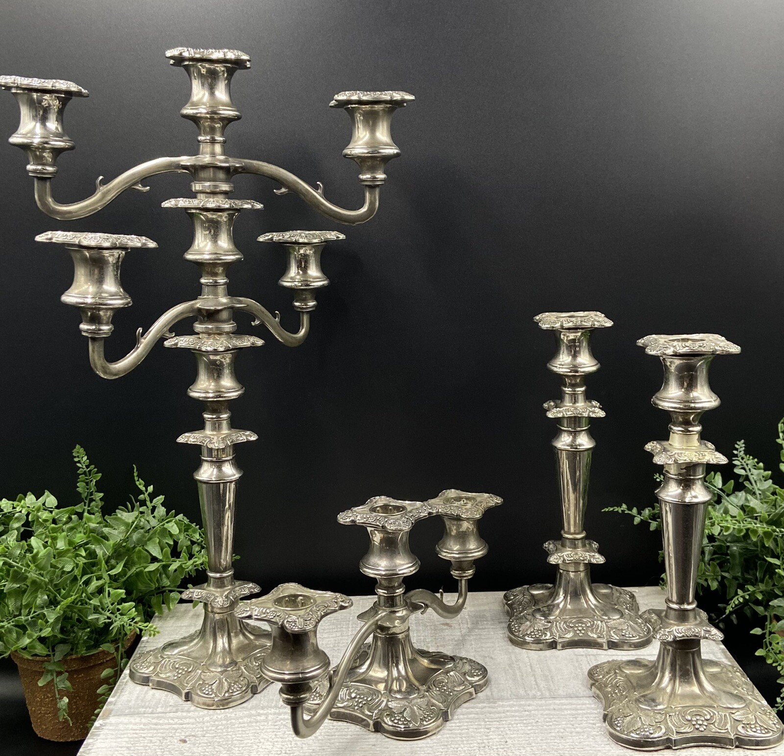 GRENADIER England Silverplate Interchangeable CANDELABRA 6 Piece Set