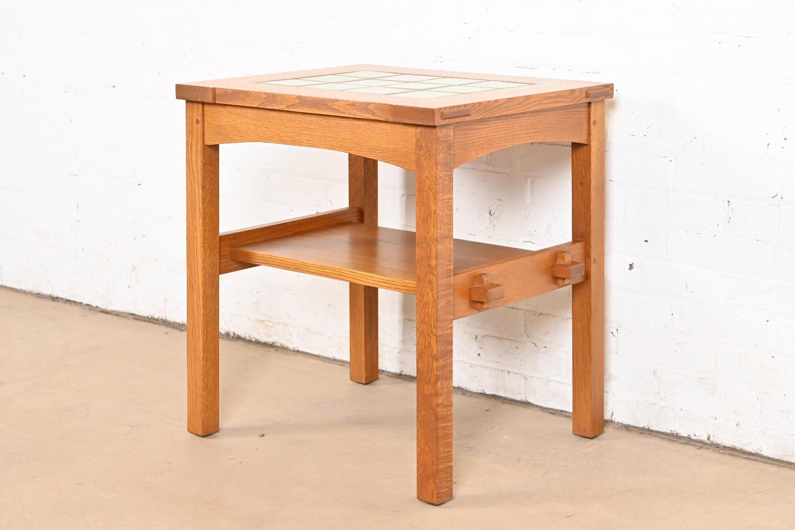 Stickley Mission Oak Arts & Crafts Tile Top Occasional Side Table