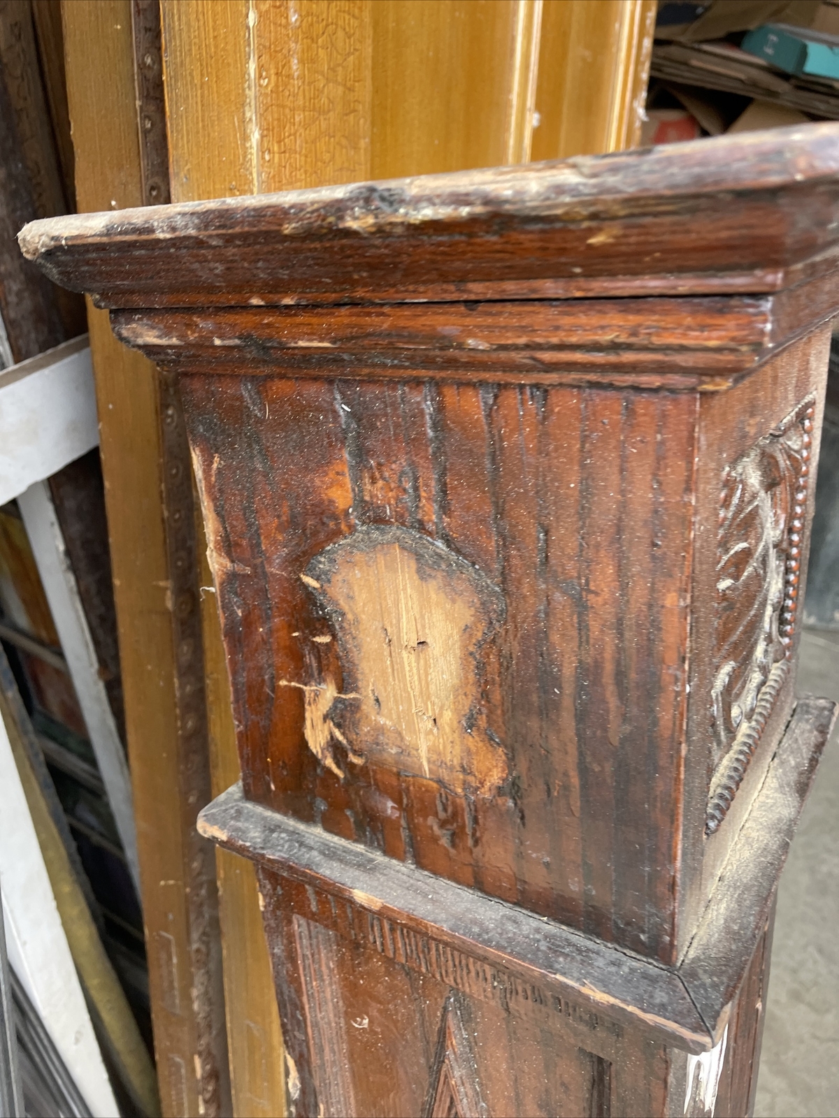 Bova antique carved Newell post 8 x 8 x 40.25