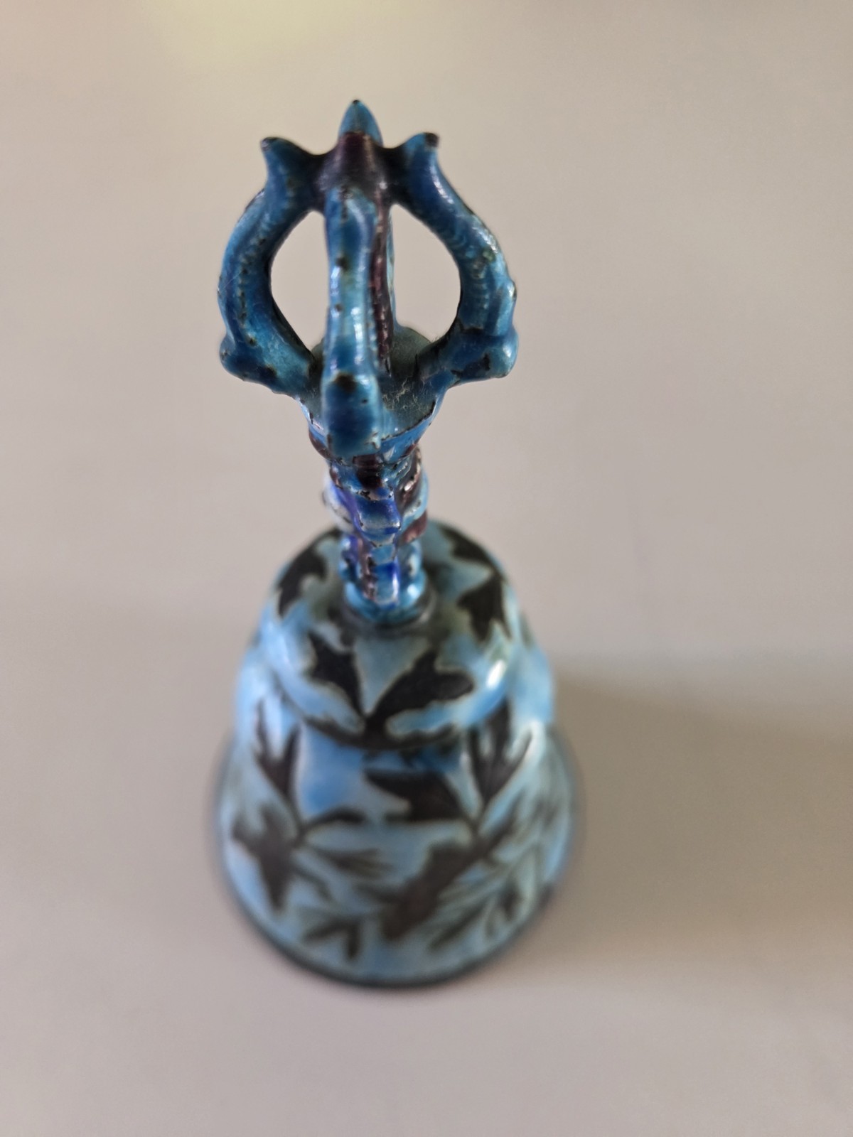 ANTIQUE CHINESE SILVER ENAMELED FIGURAL BELL CLOISONNE