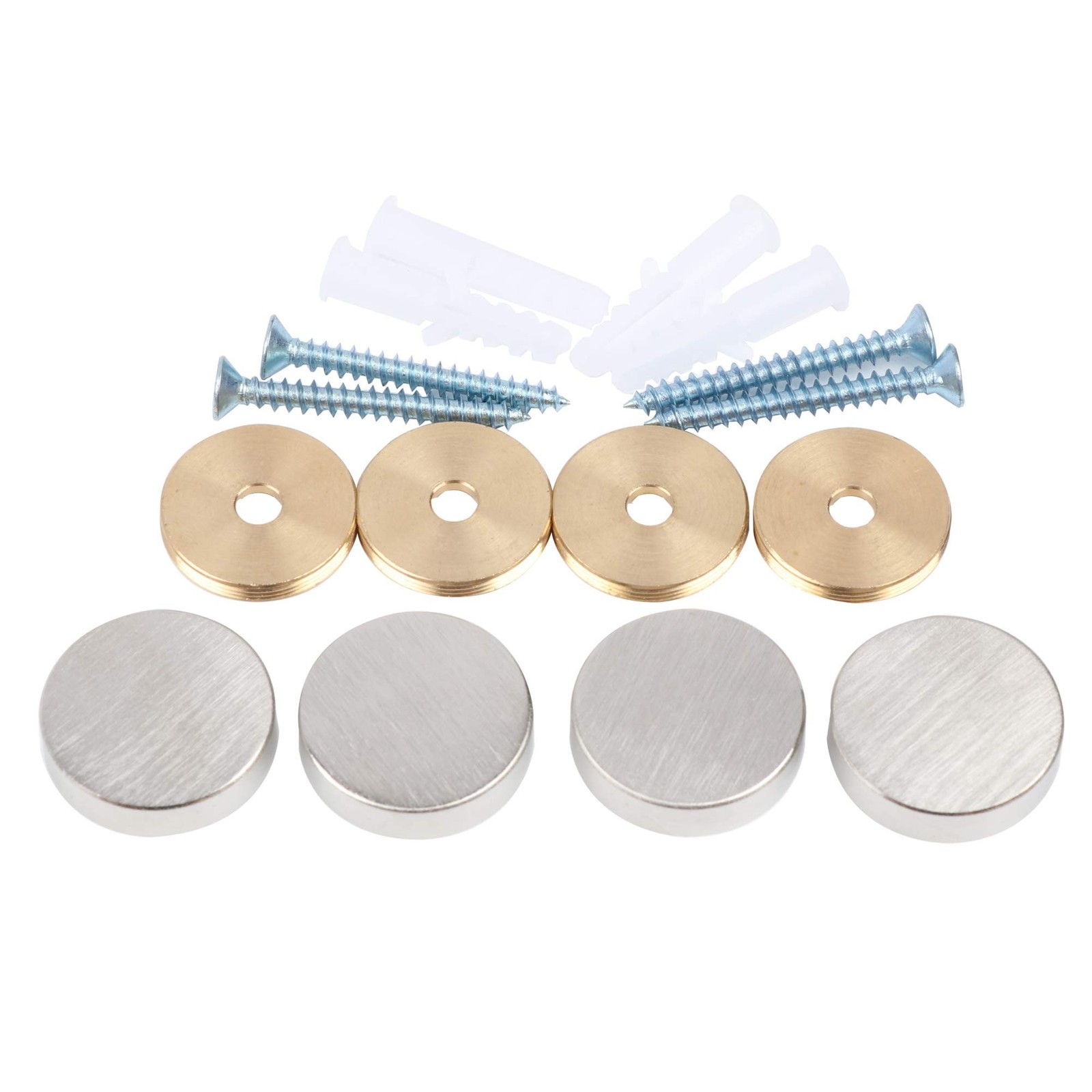 Mirror Screws,Brass Cap Decorative Mirror Nails,1″,Satin Nickle,4 Pack