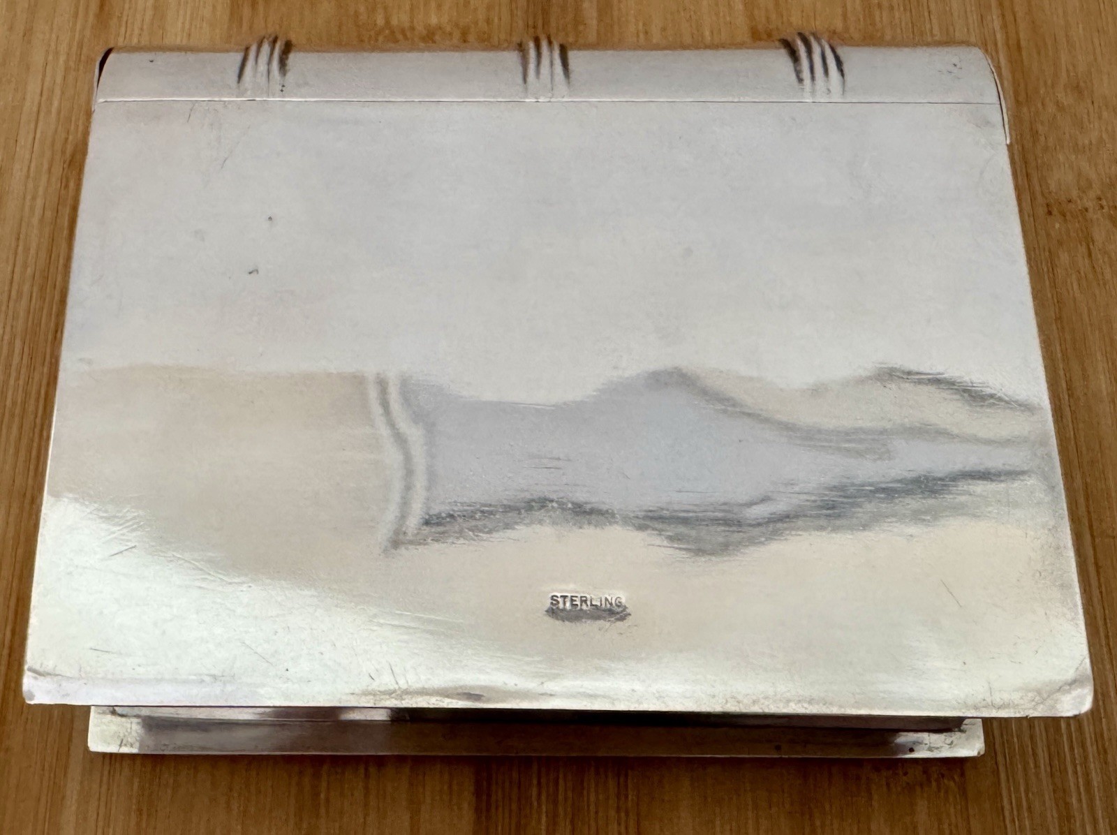 FIGURAL BOOK FORM STERLING SILVER TABLE BOX WITH ENGRAVED DRAGON ON IT’S LID